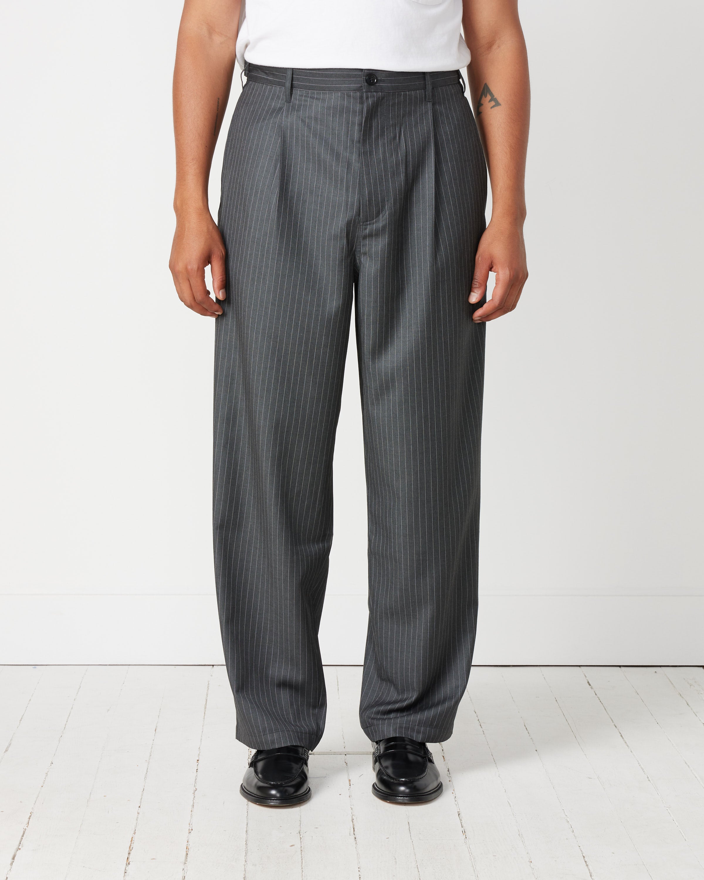 Striped Volume Pleated Trouser-