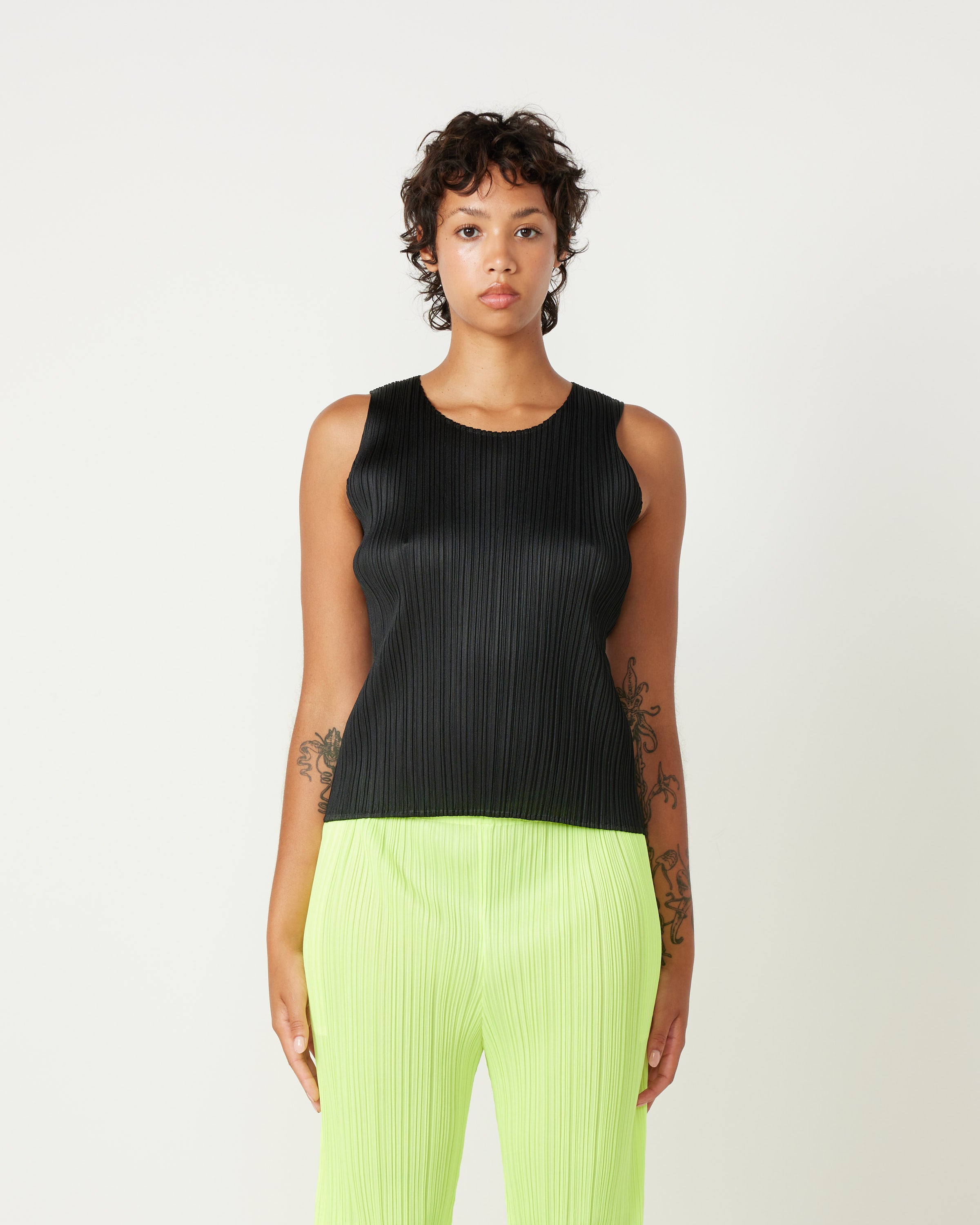Shop Pleats Please Issey Miyake Denim-Inspired Button-Front Top