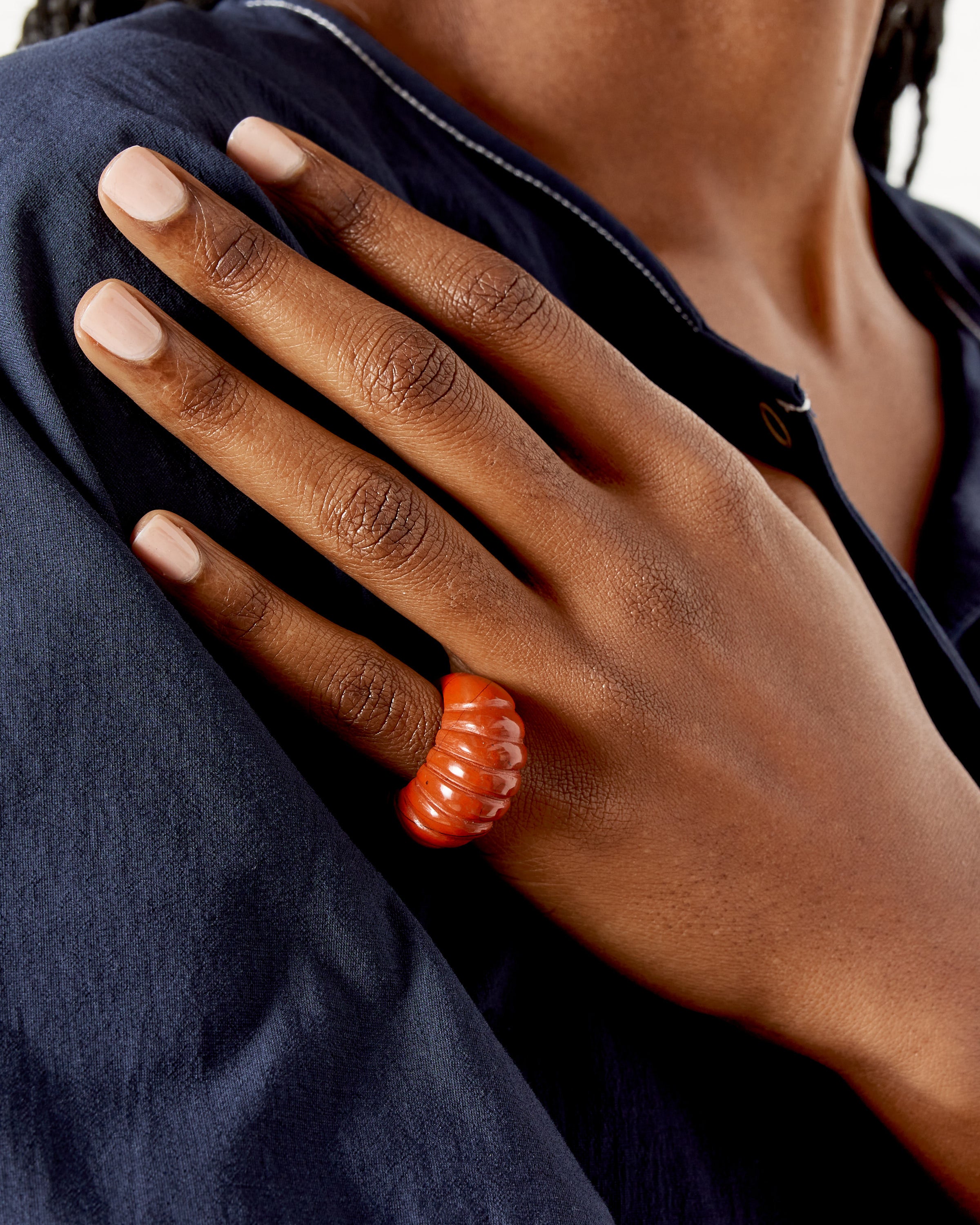 Large Shell Ring in Red Jasper