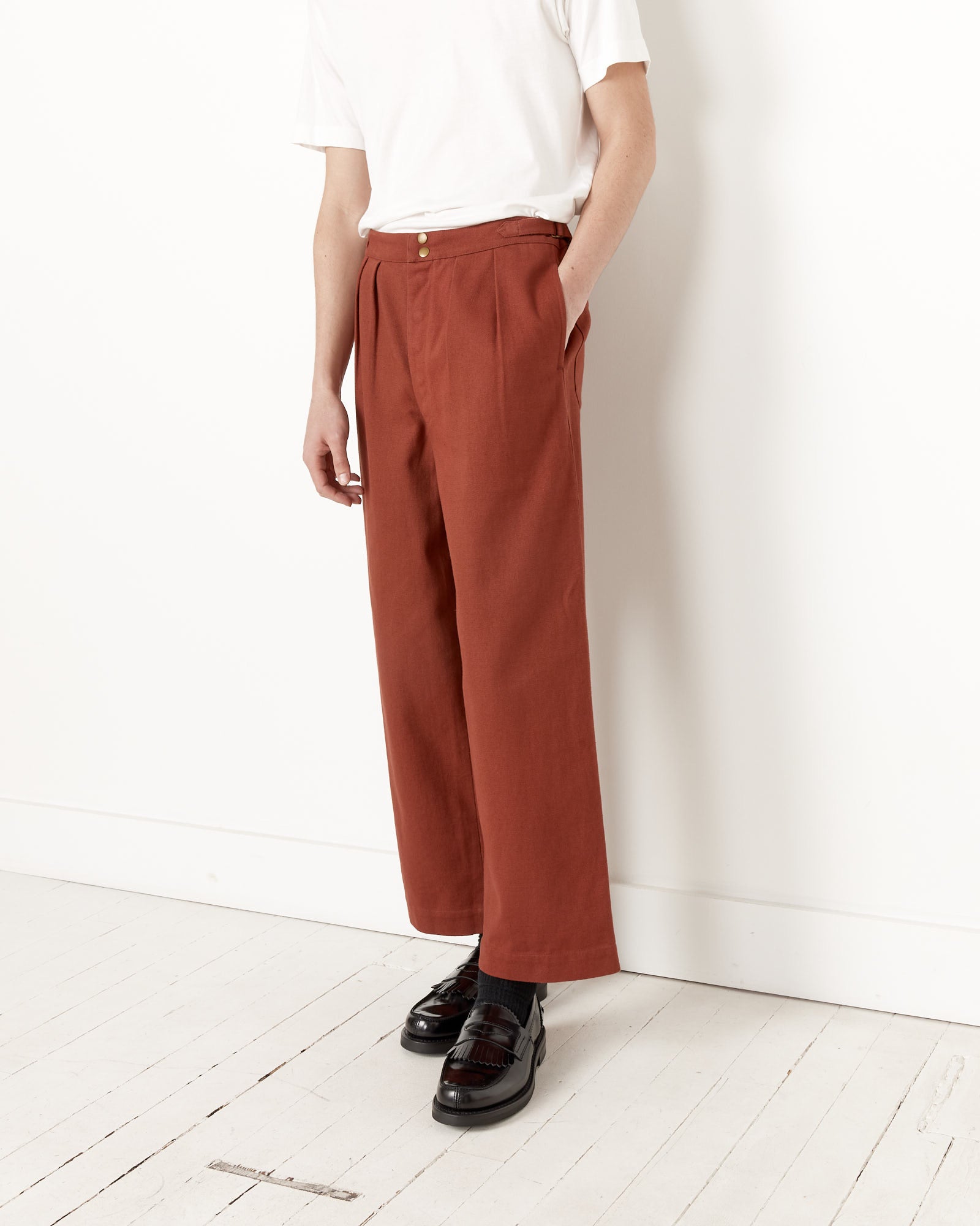 Wide Leg Snap Trousers in Cinnamon - Cinnamon / 32 (247253)