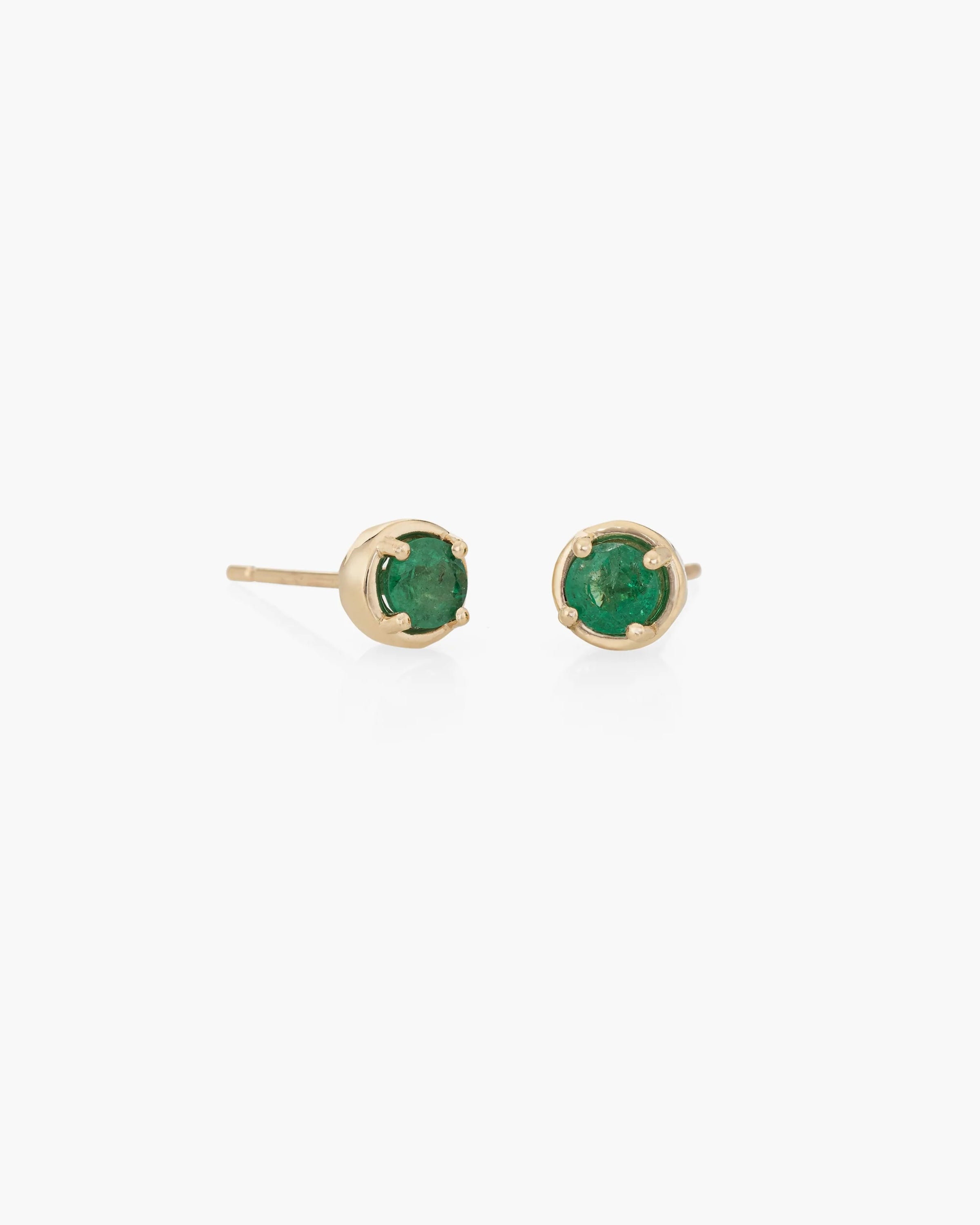 Dot Studs Pair in 14k / Emerald