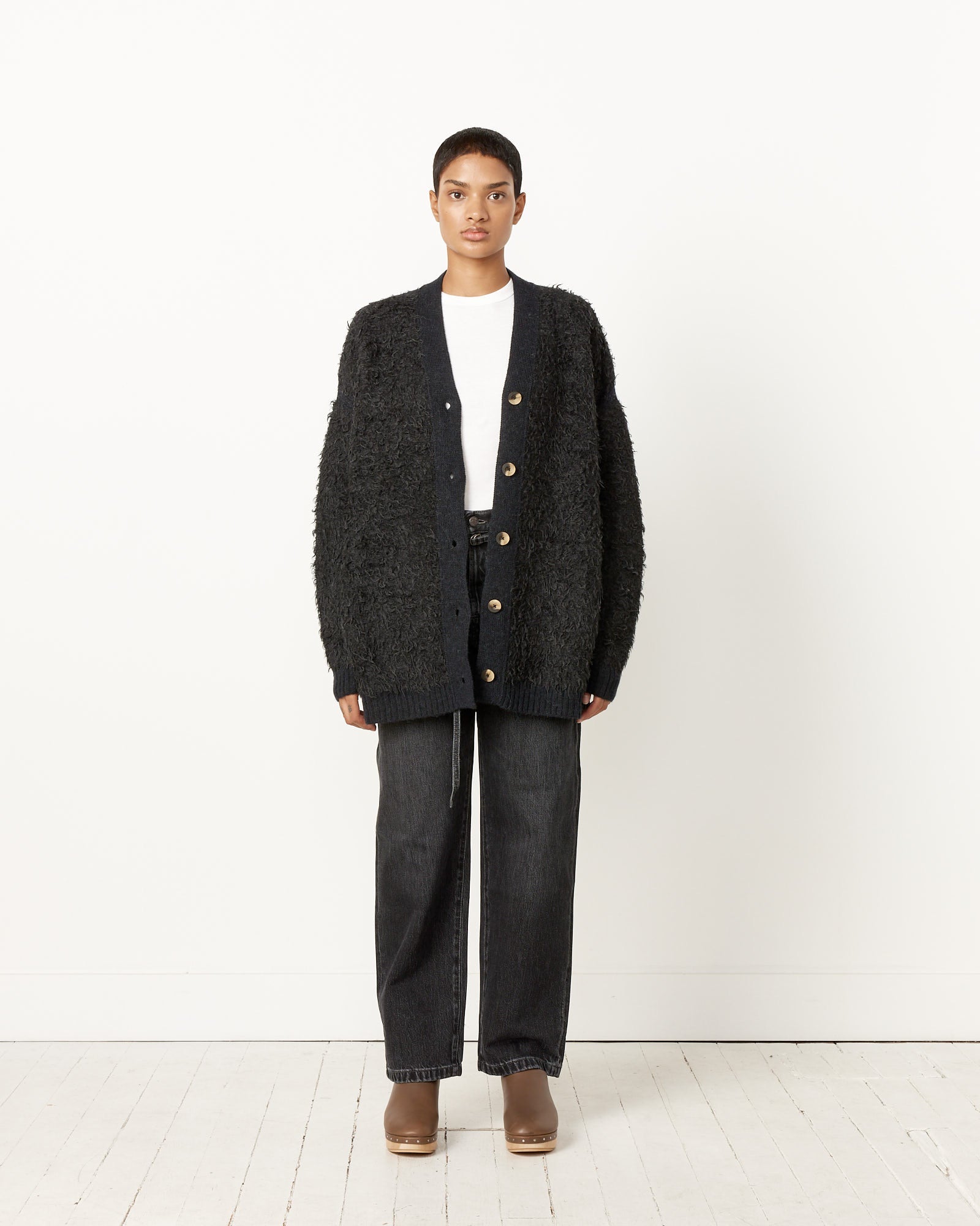 Lauren Manoogian Sherpa Cardigan - Black Melange / 1 (250310)