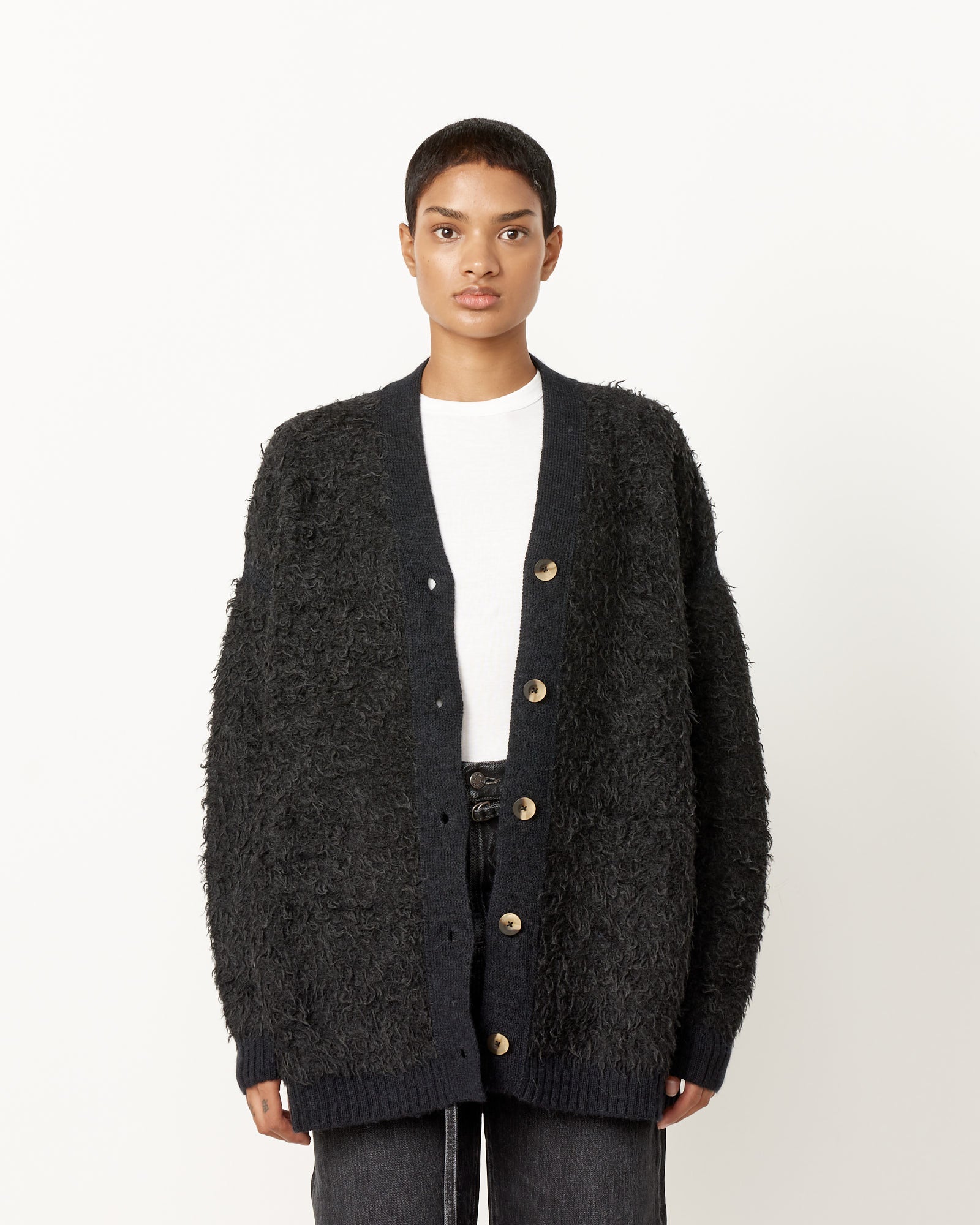 Lauren Manoogian Sherpa Cardigan - Black Melange / 1 (250310)