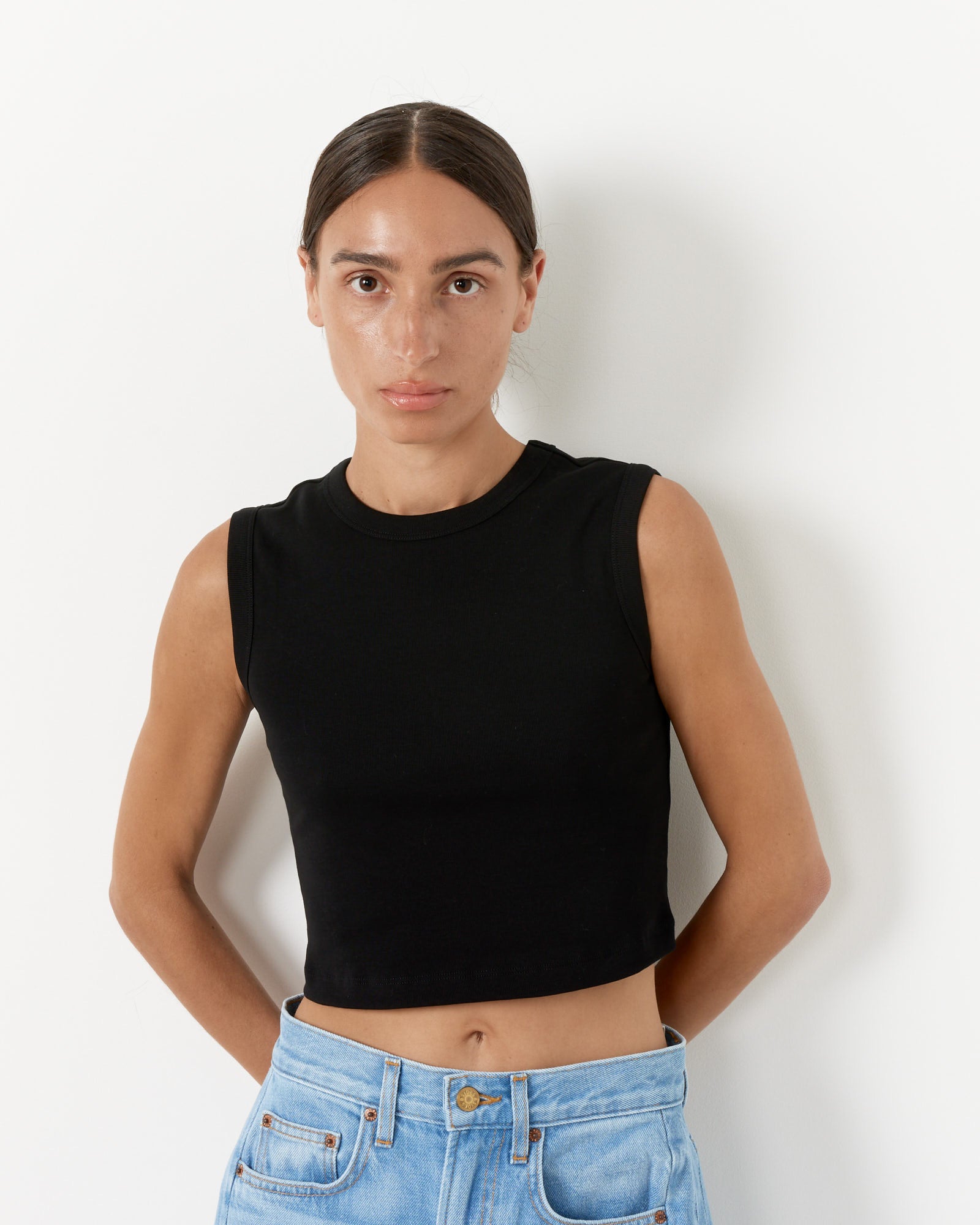 Esme Crop Tank in Black - Black / S (250762)