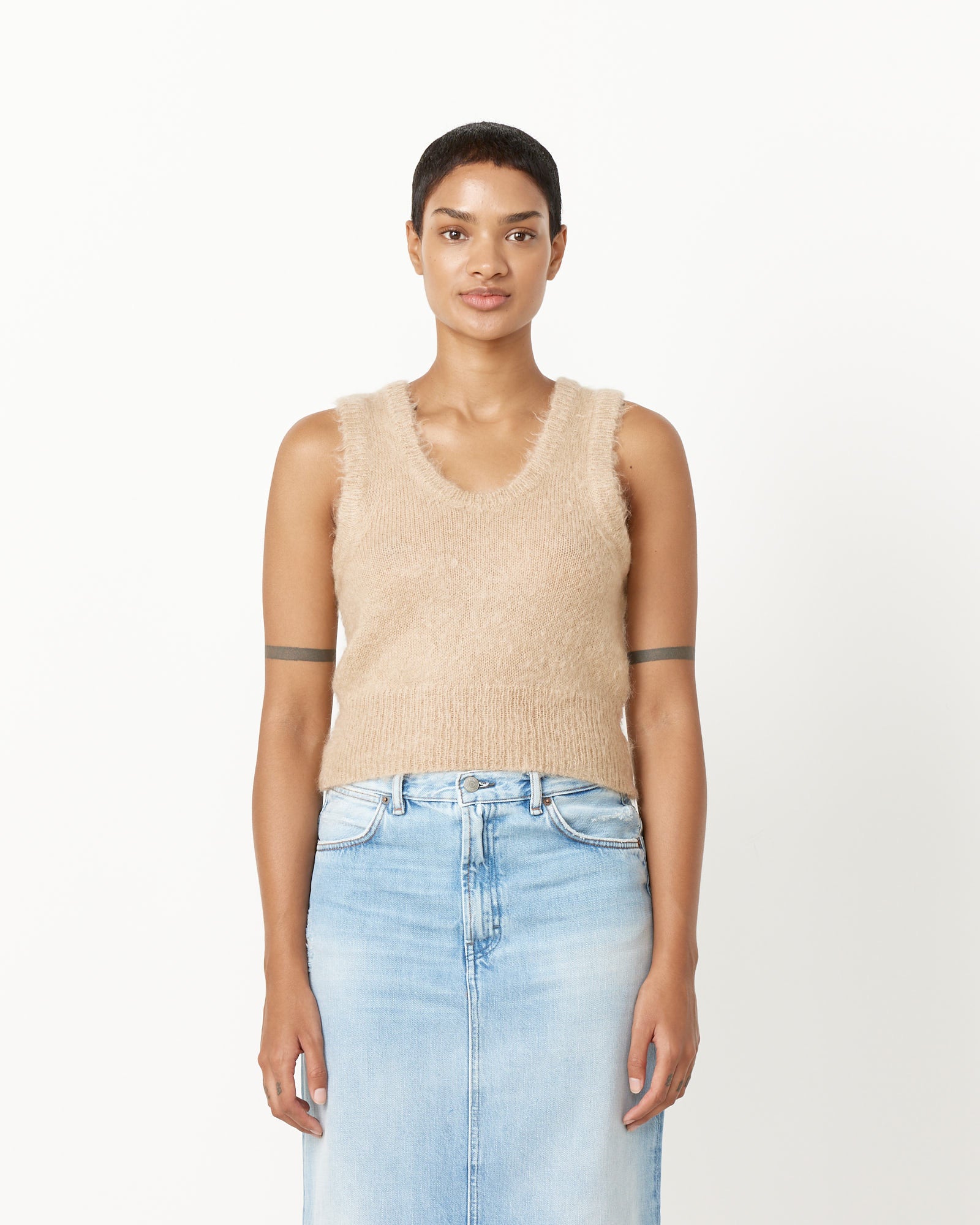 Auralee Mohair Knit Tank - Beige / 1 (250787)