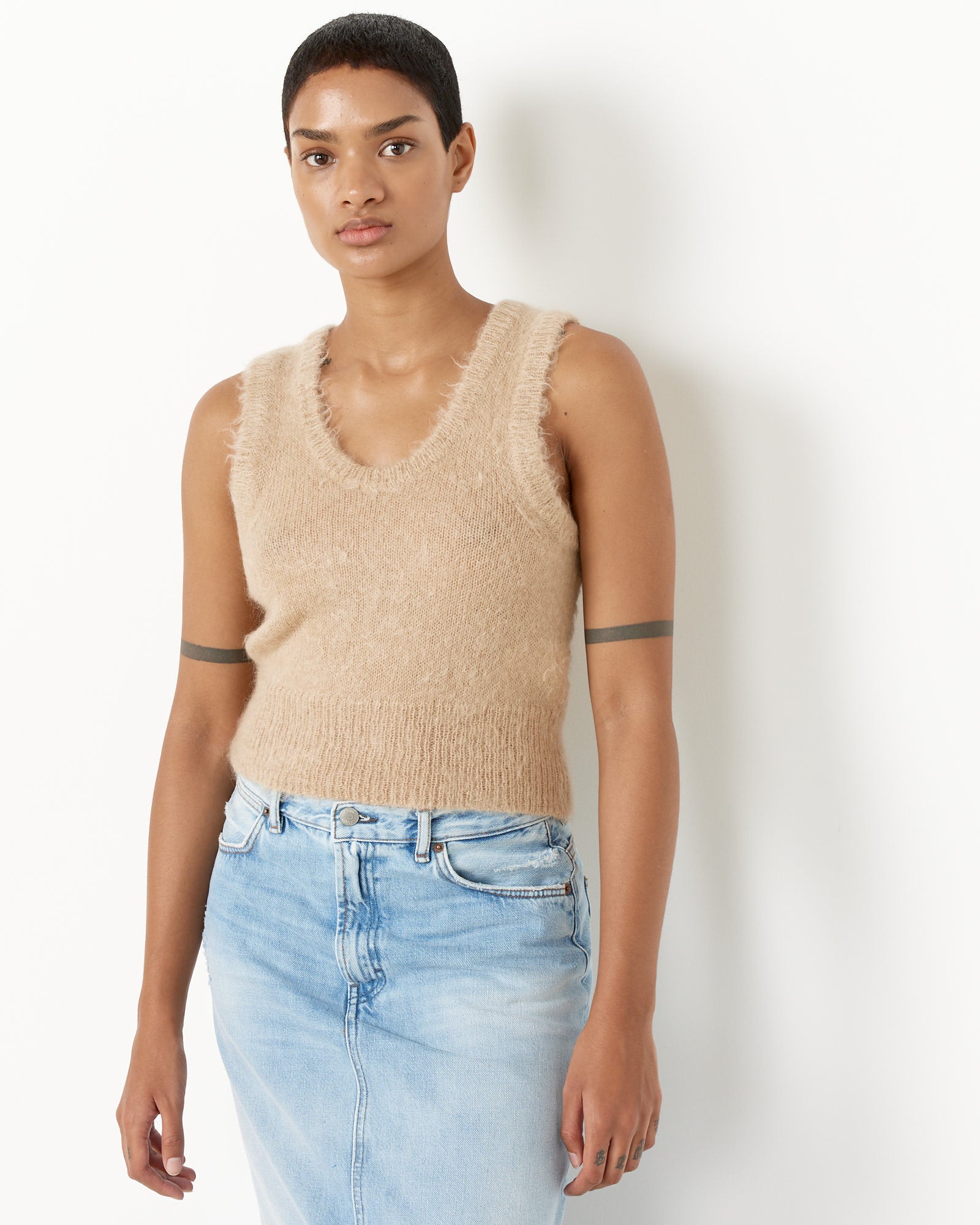 Auralee Mohair Knit Tank - Beige / 1 (250787)