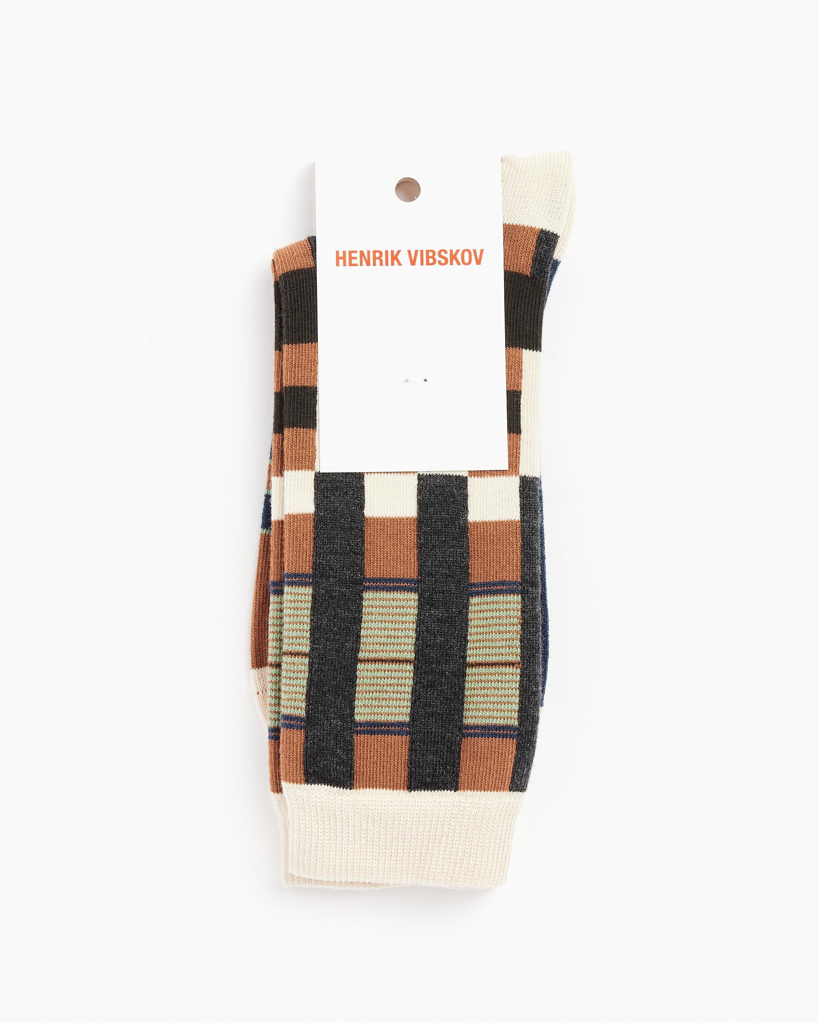 Henrik Vibskov Dancers Wool Socks - Checked Caviar Green / OS (250891)