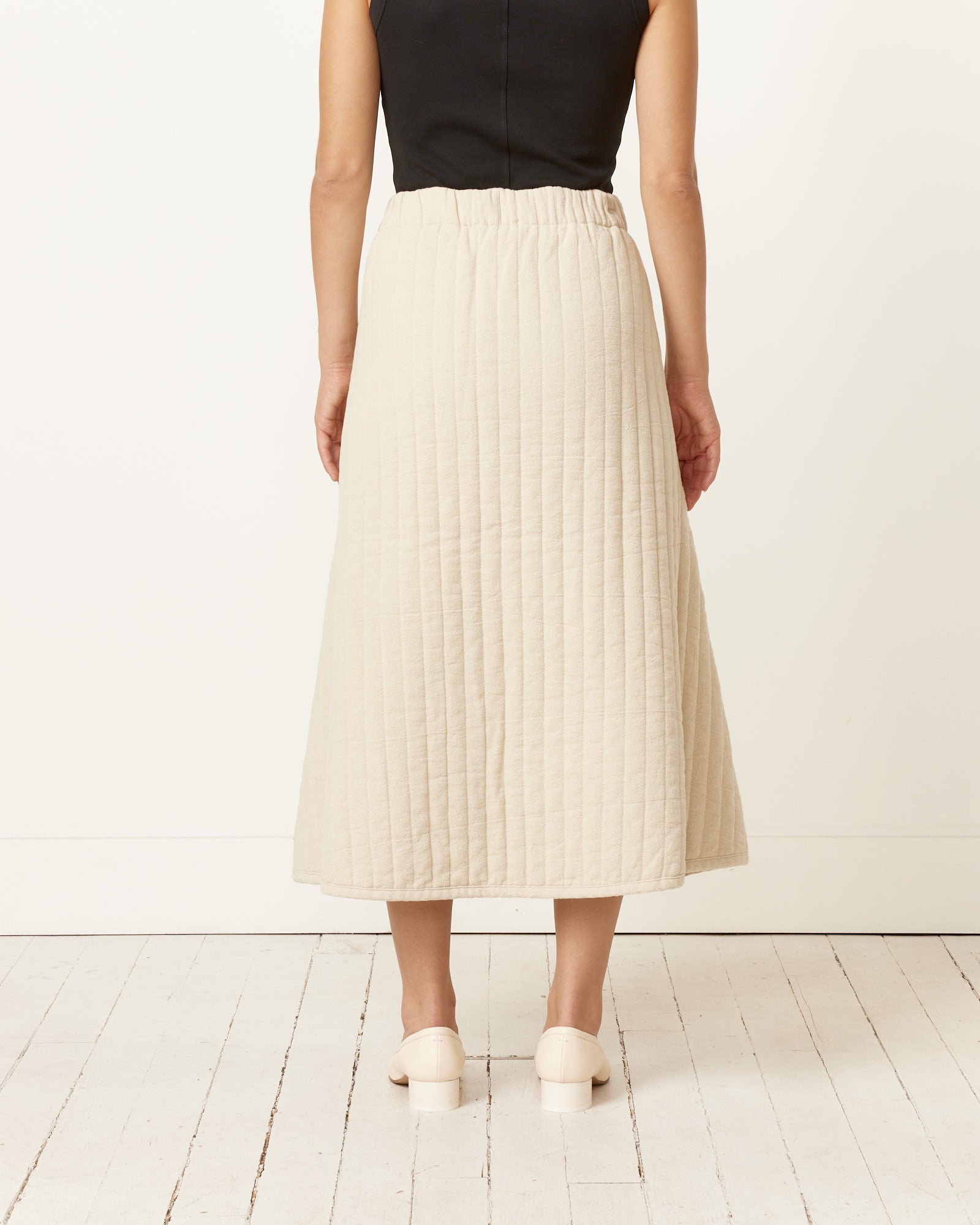 Black Crane Quilted Skirt - Ivory / S (251180)