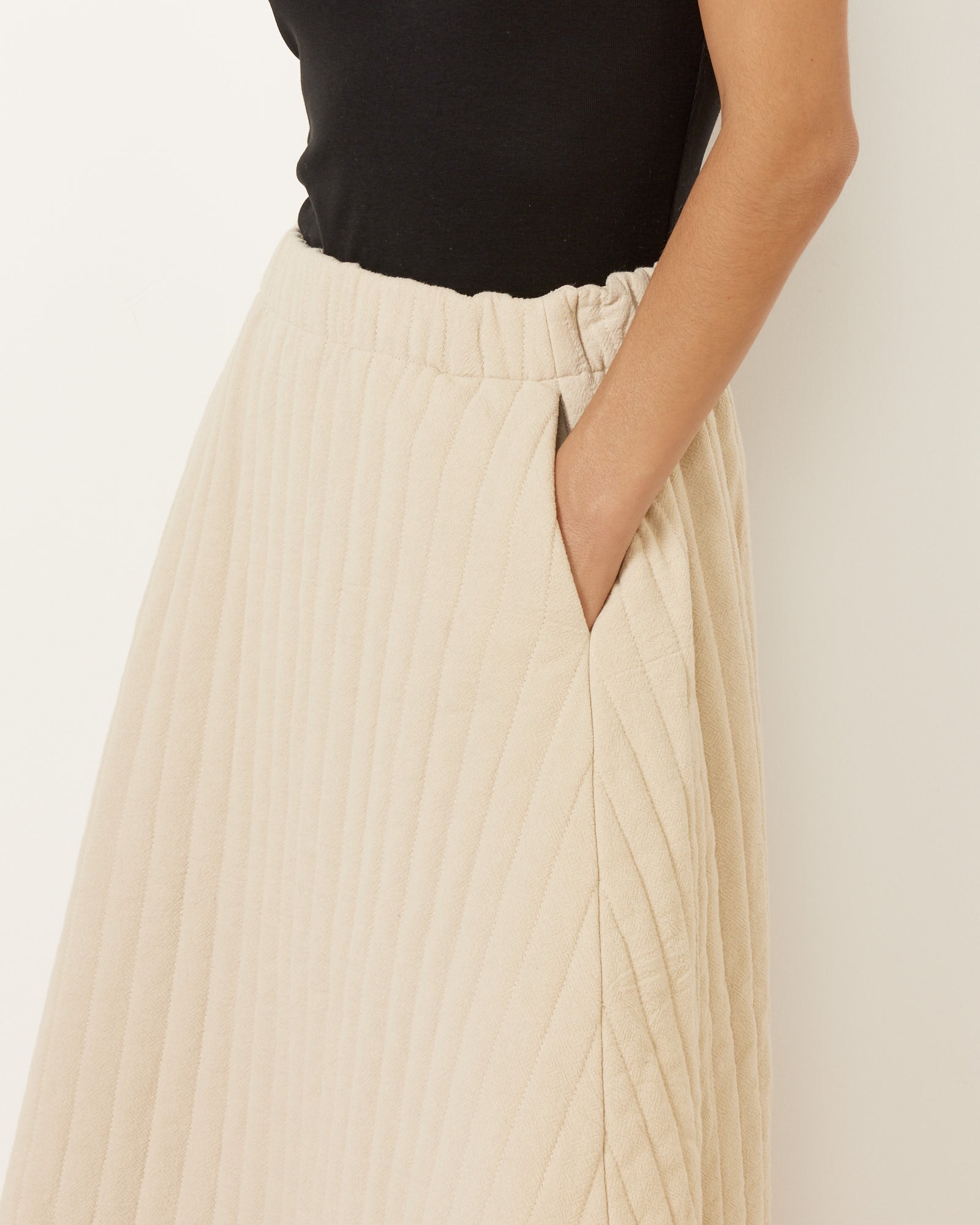 Black Crane Quilted Skirt - Ivory / S (251180)