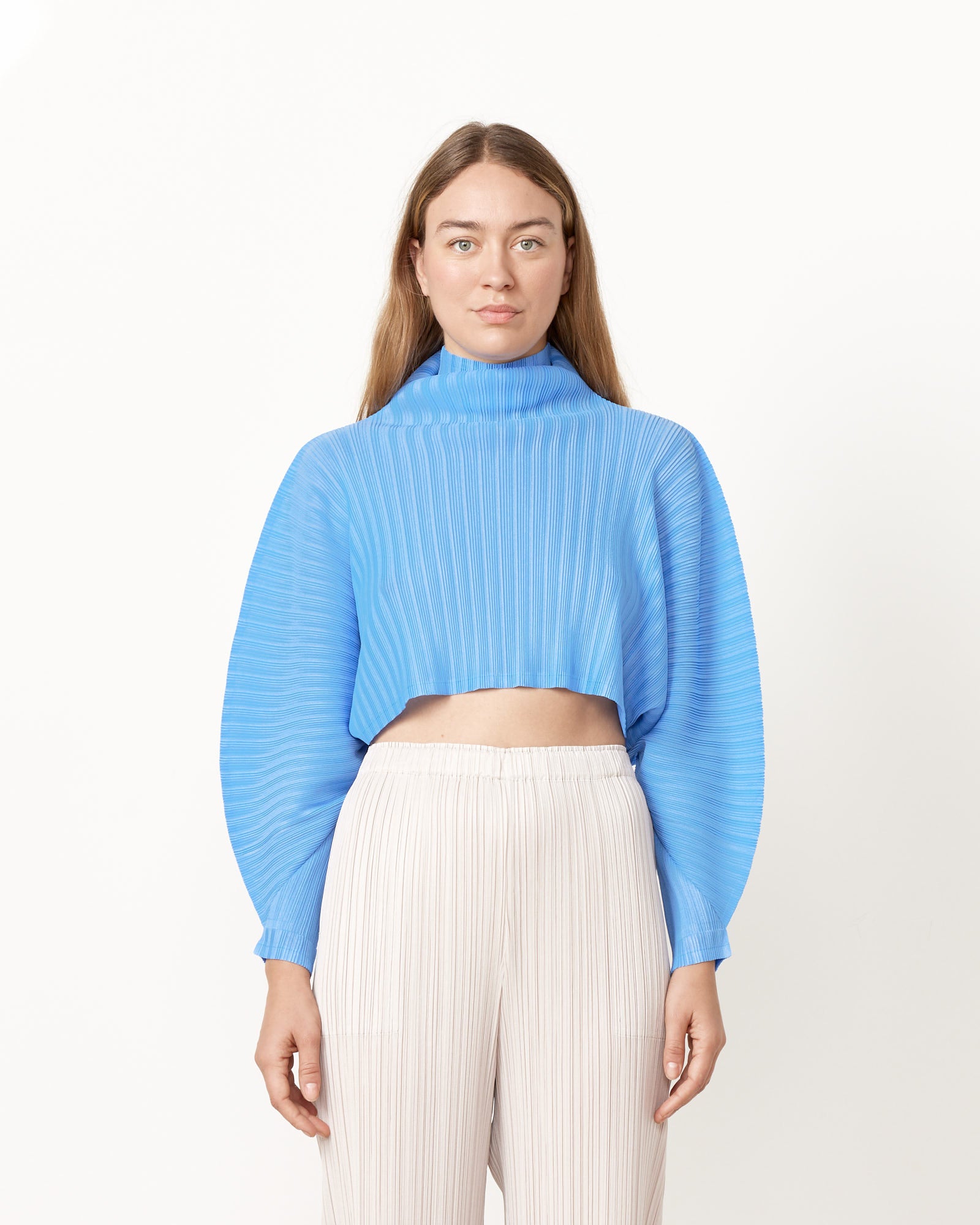 Issey Miyake Pleats Please December Rib Top - Steel Blue / OS (251368)