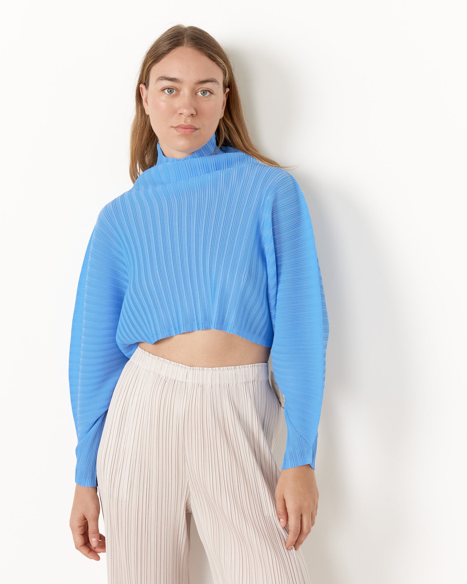 Issey Miyake Pleats Please December Rib Top - Steel Blue / OS (251368)