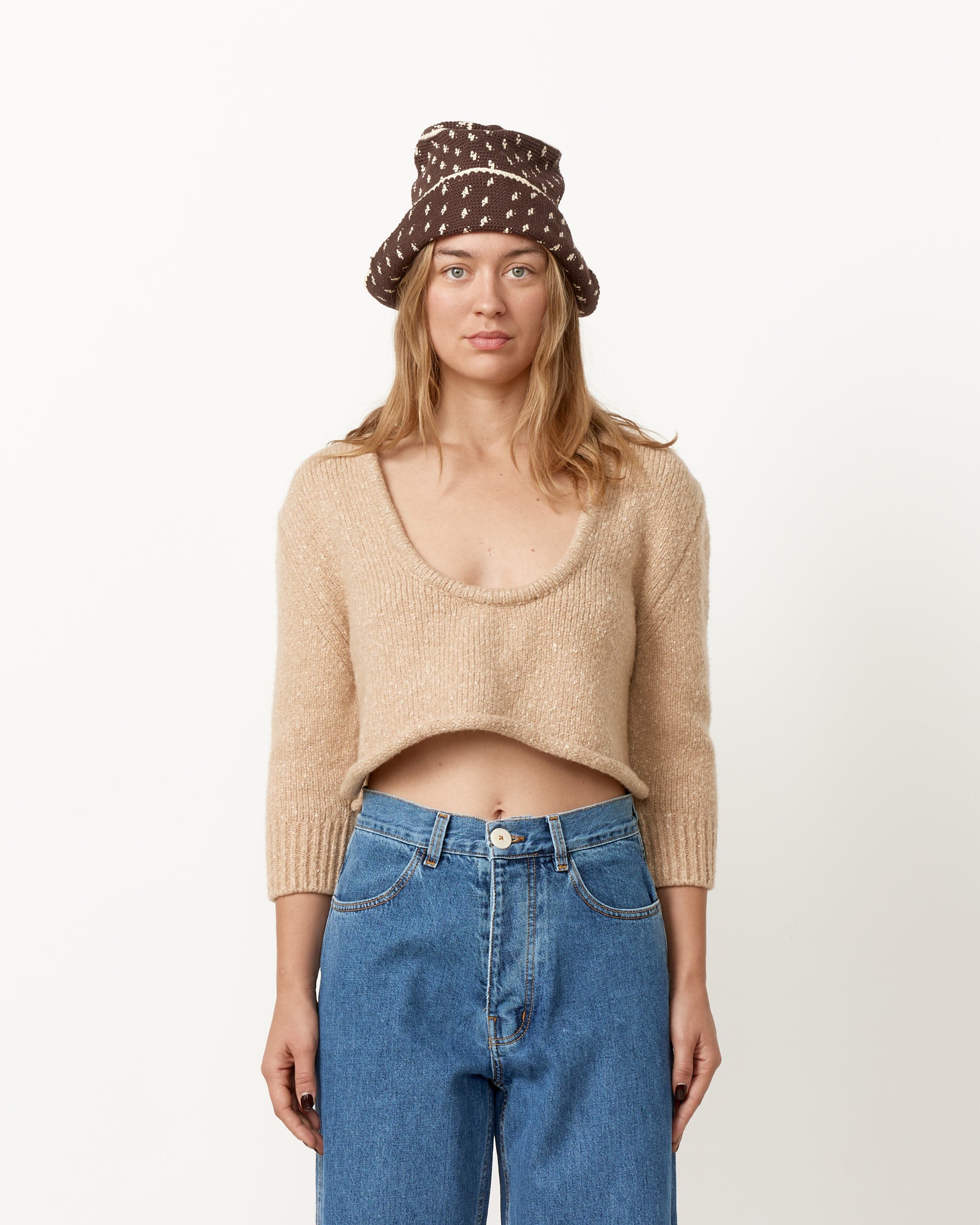 Mundaka Bubble Crop Sweater - Camel / S (251389)