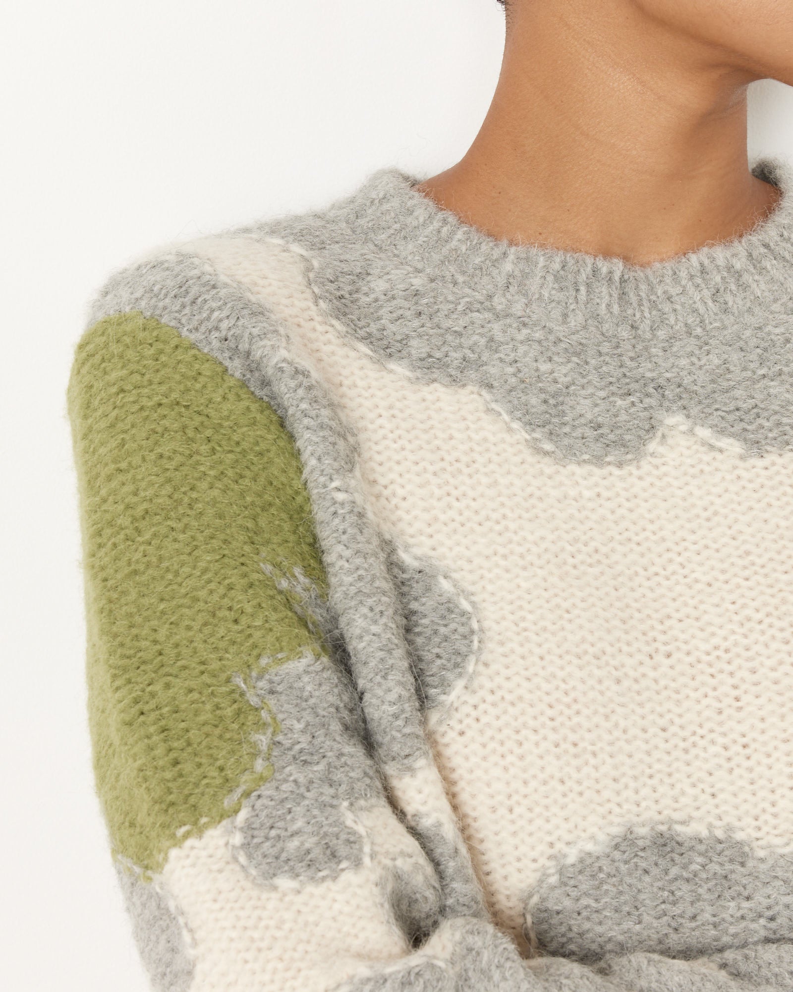 Proche Mid Century Motif Intarsia Jumper - Moss / XS/S (251726)