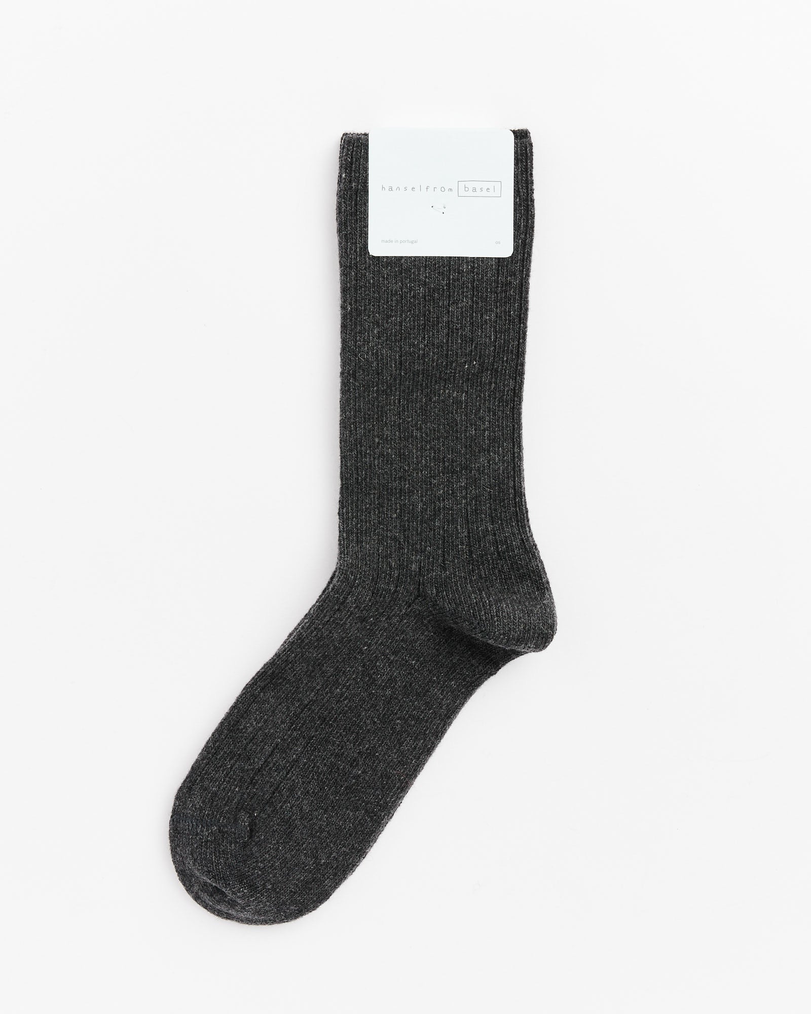 Italian Cashmere Cozy Rib Crew in Charcoal