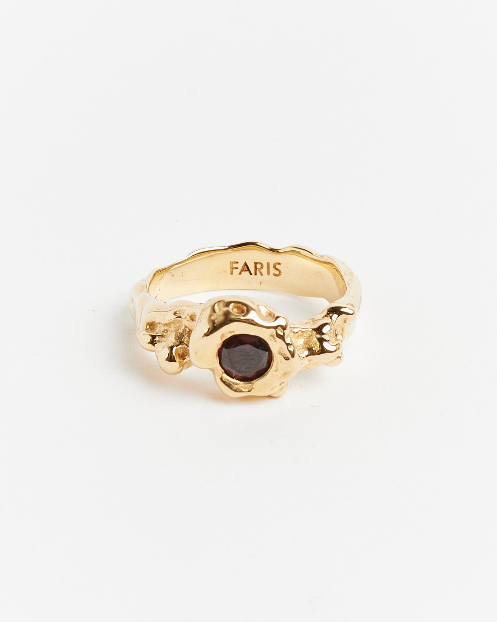 Gold Plated Bronze Spell Ring - Garnet / 7 (252278)