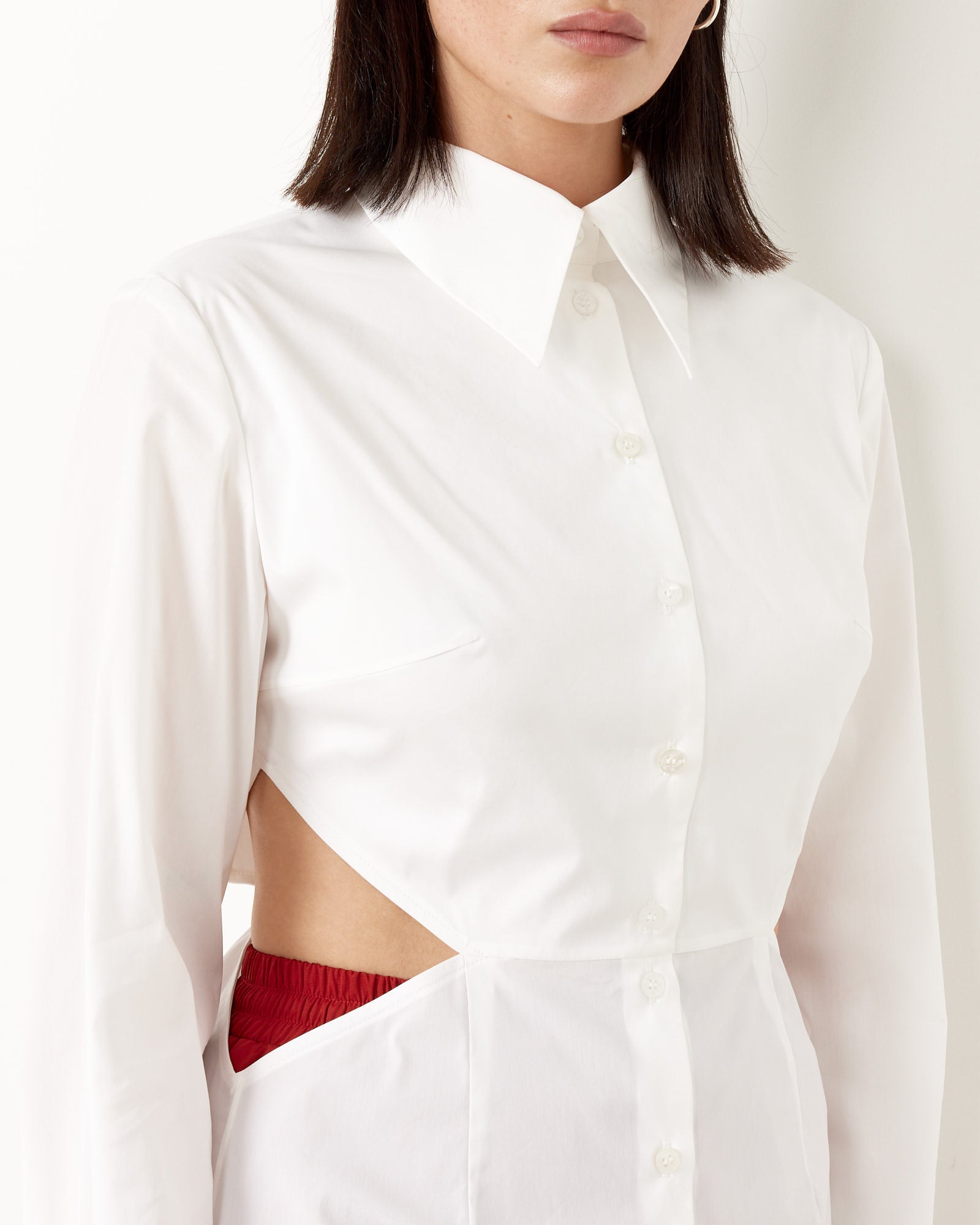 J Kim Squares Cotton-Poplin Shirt - White / S (252341)