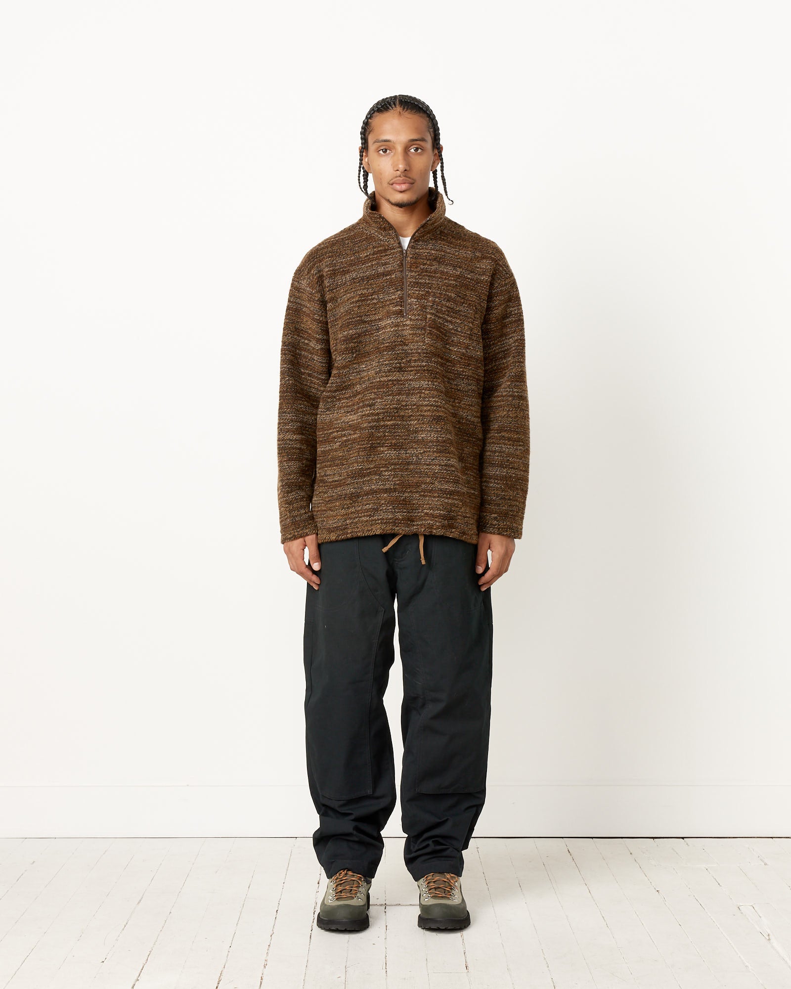 Engineered Garments Zip Mock Knit Neck - Brown / L (252442)