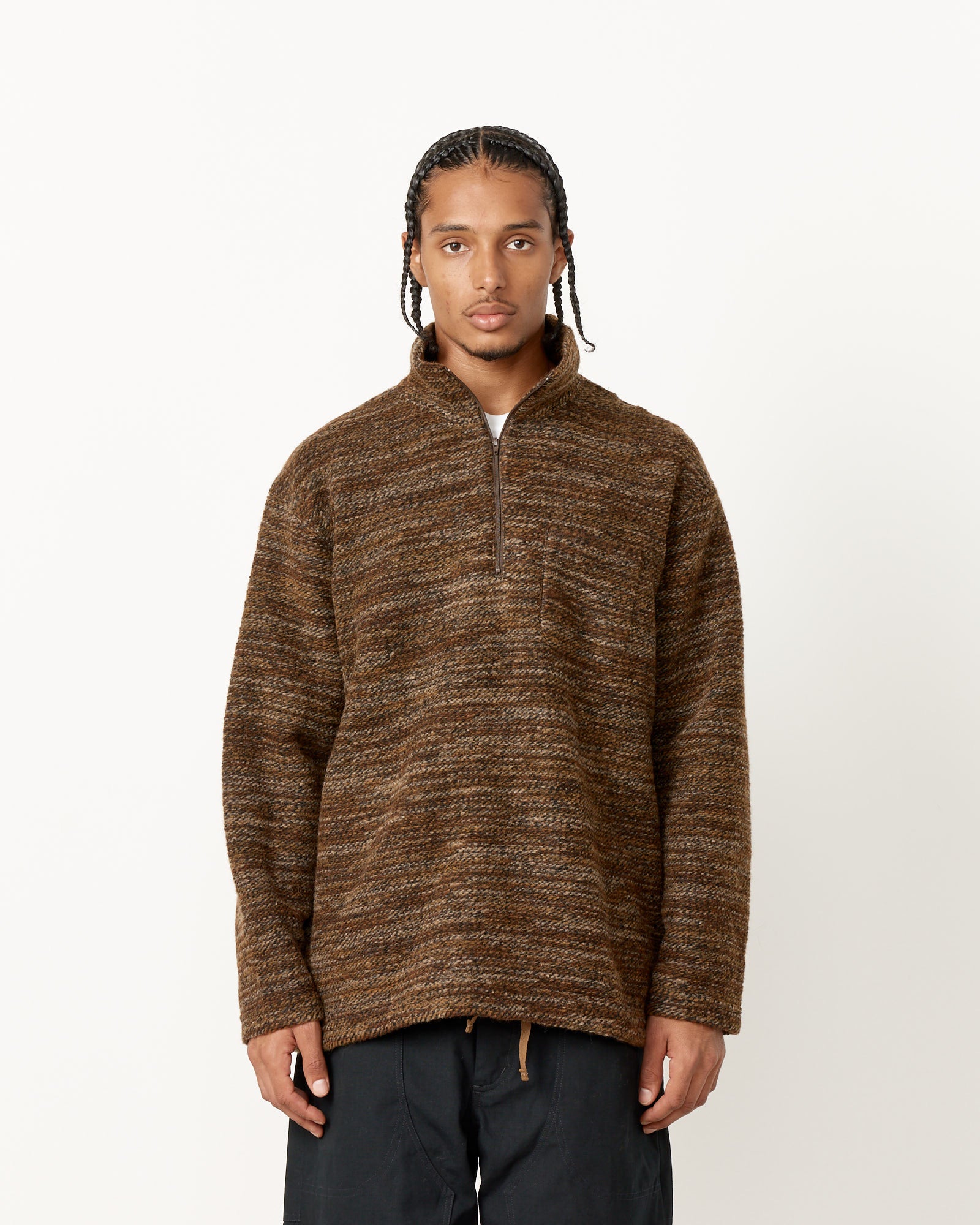 Engineered Garments Zip Mock Knit Neck - Brown / L (252442)