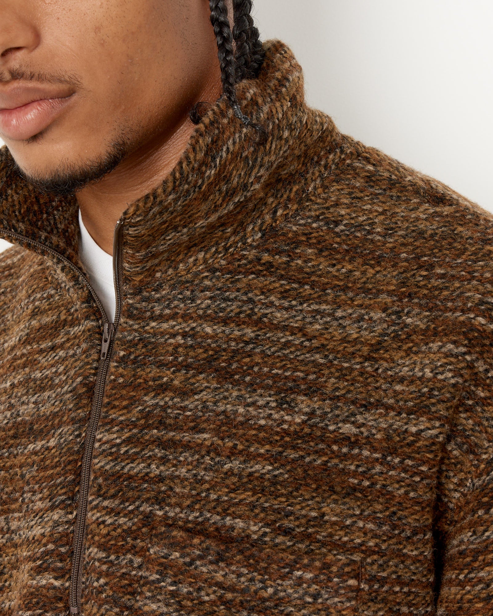 Engineered Garments Zip Mock Knit Neck - Brown / L (252442)