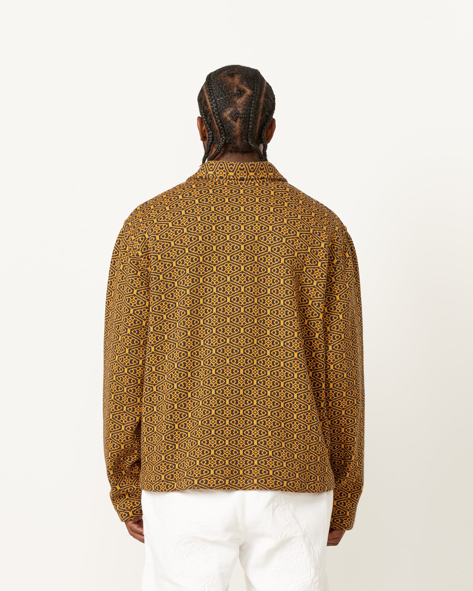 Bode Crescent Jacquard Quarter Zip - Gold/Navy / XL (252512)