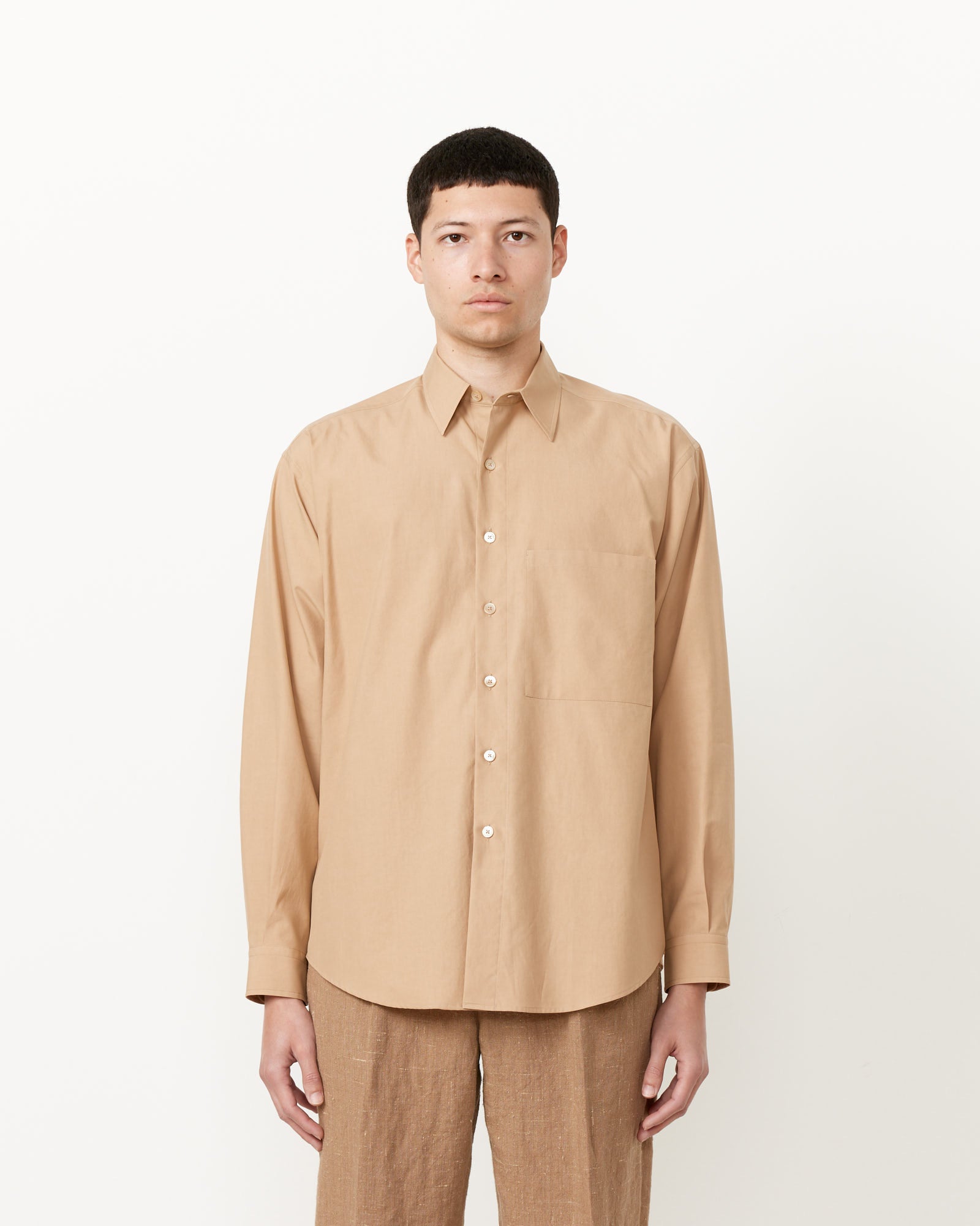 Washed Fine Twill Big Shirt - Light Brown / 4 (252953)