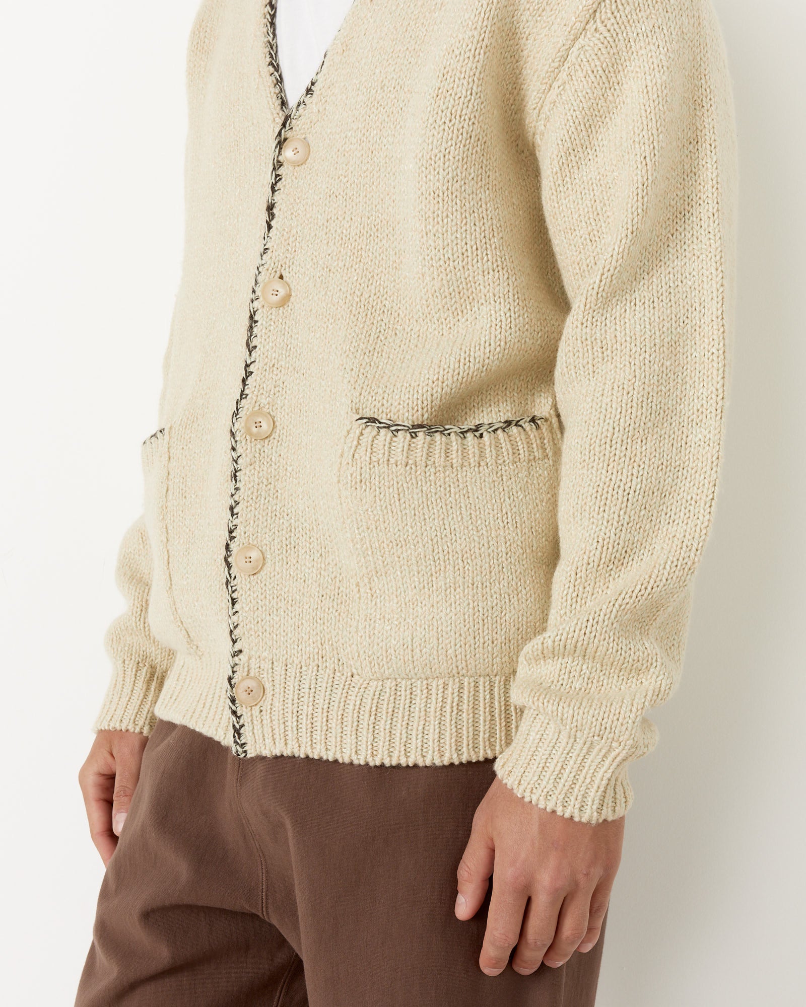 Auralee Silk Wool Camel Knit Cardigan - Mix Peach / 3 (253005)