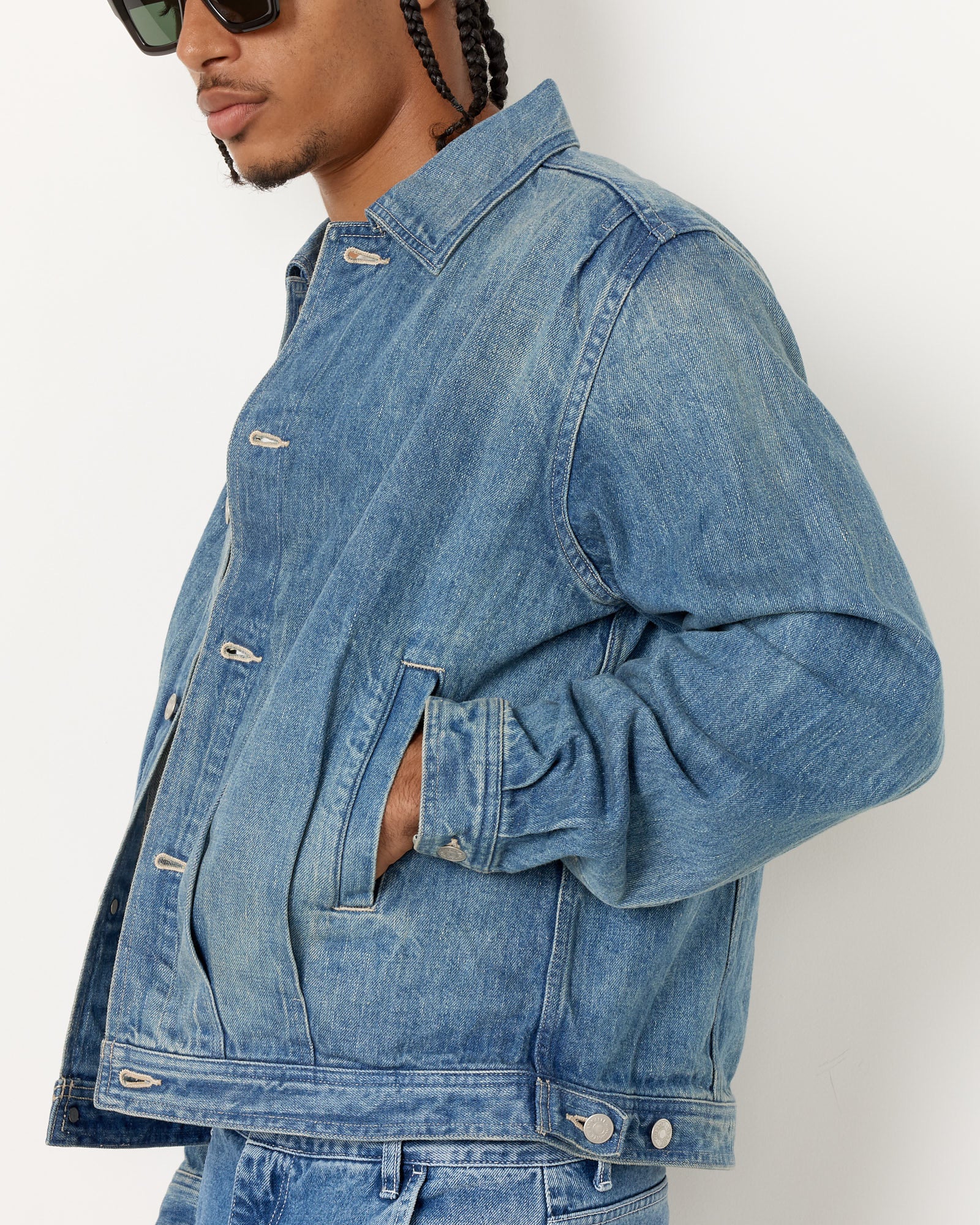 Auralee Selvedge Faded Denim Blouson - Light Indigo / 4 (253018)