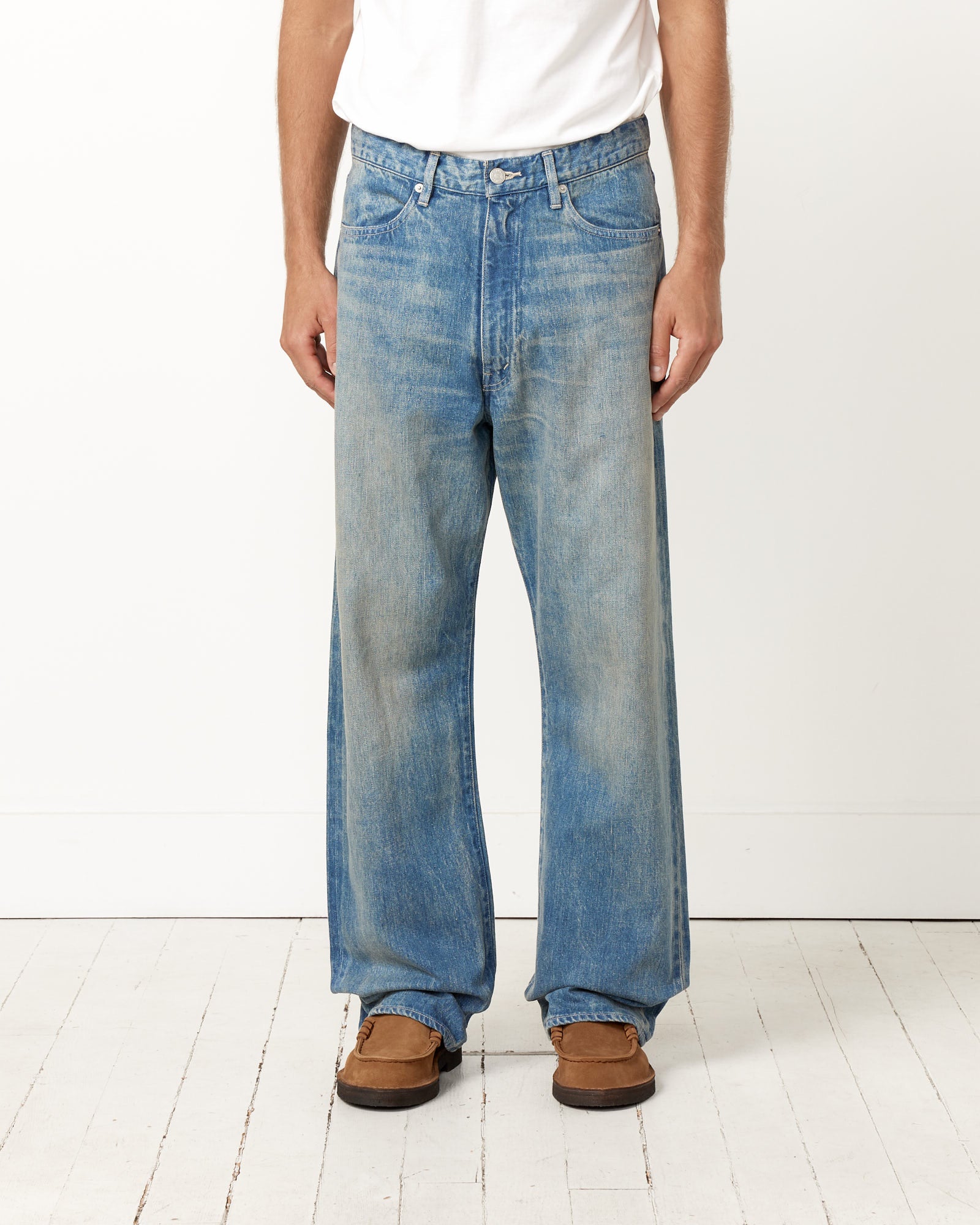 Auralee Selvedge Faded Denim Pant - Light Indigo / 4 (253021)