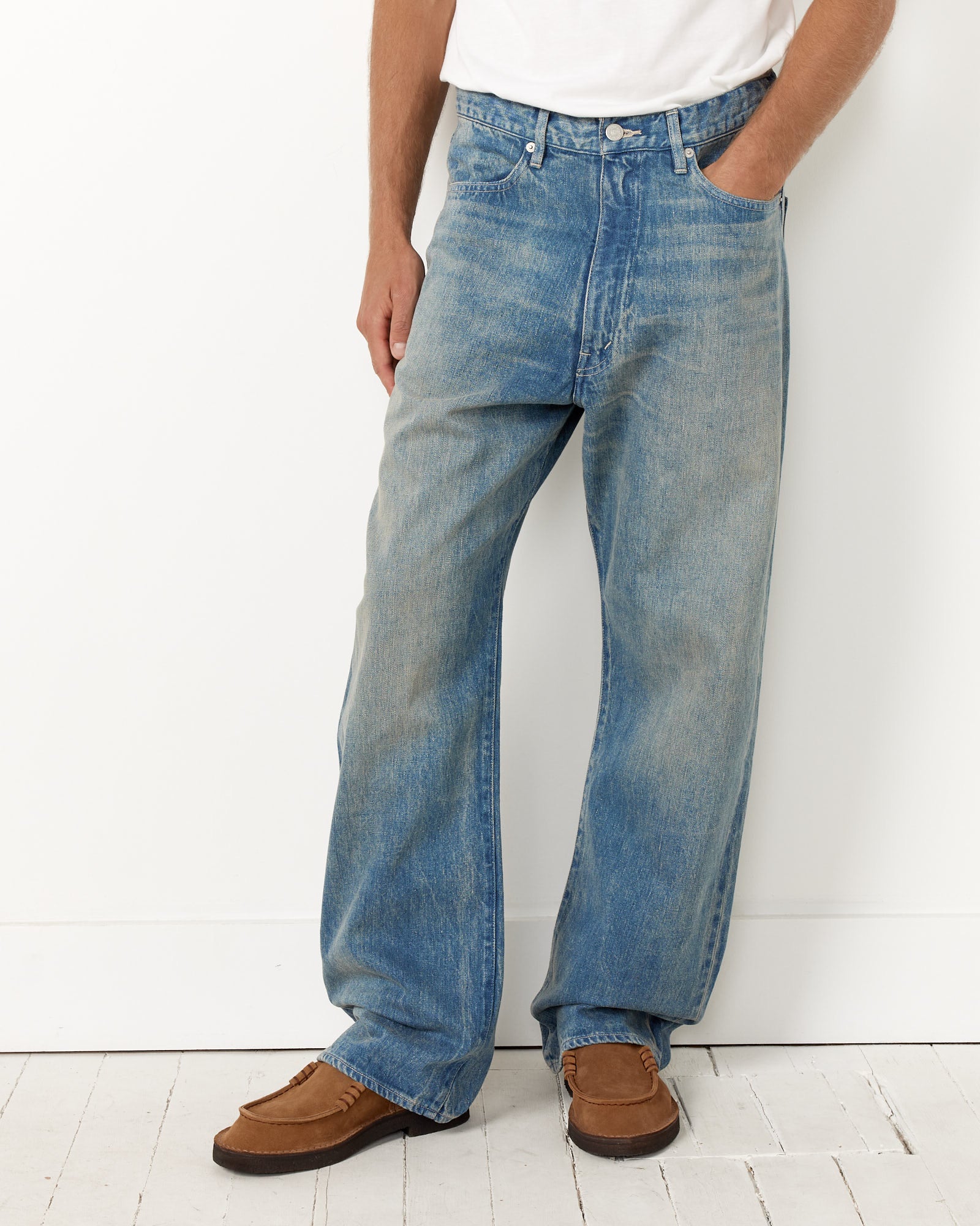 Auralee Selvedge Faded Denim Pant - Light Indigo / 4 (253021)