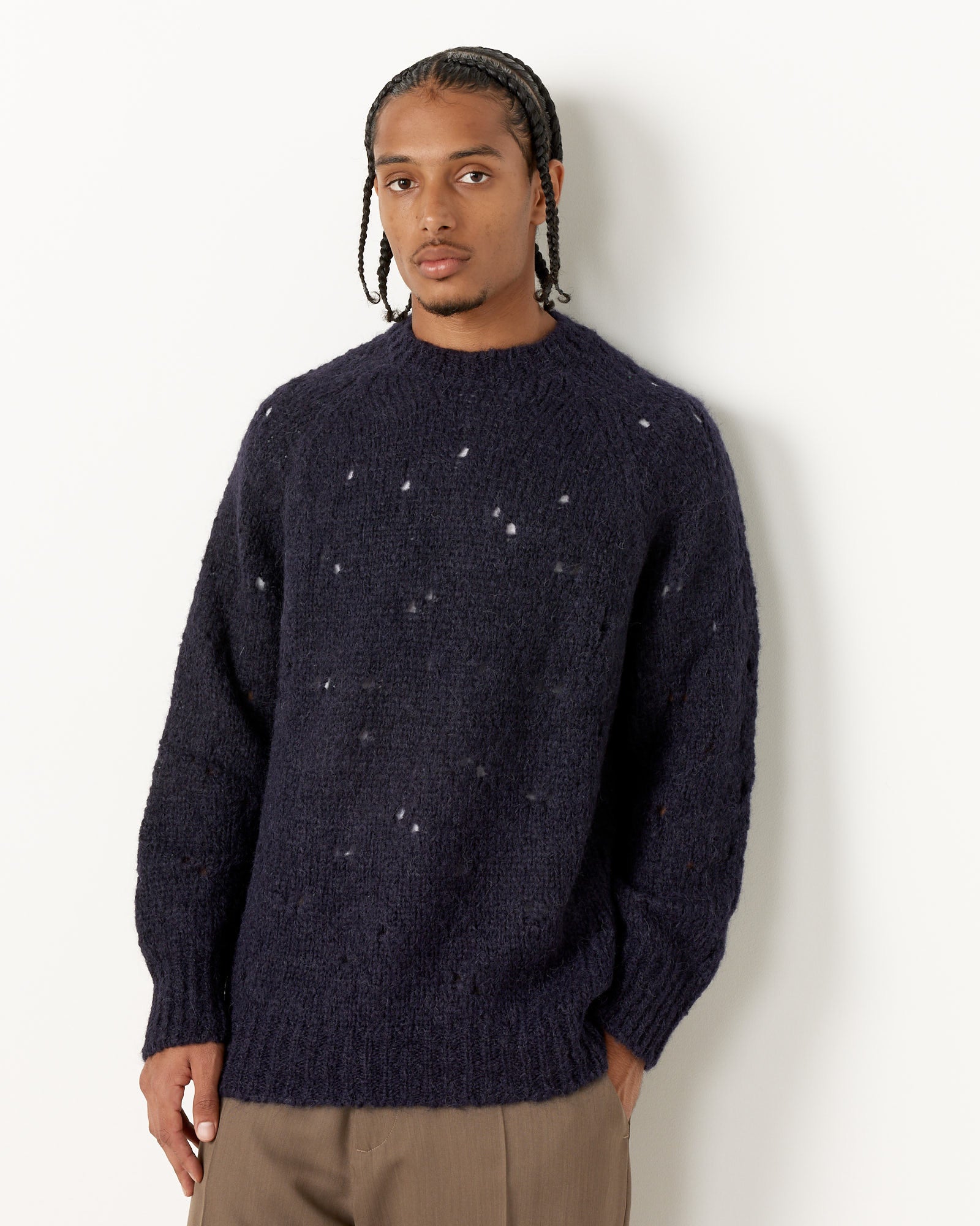 Our Legacy Needle Drop Raglan - Navy Fuzzy Mohpaca / 50 (253140)