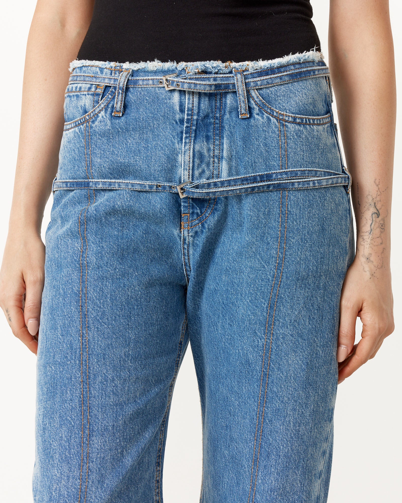 Jacquemus Le De Nimes Caraco Jeans - Light Blue/Tabac / 26 (253258)