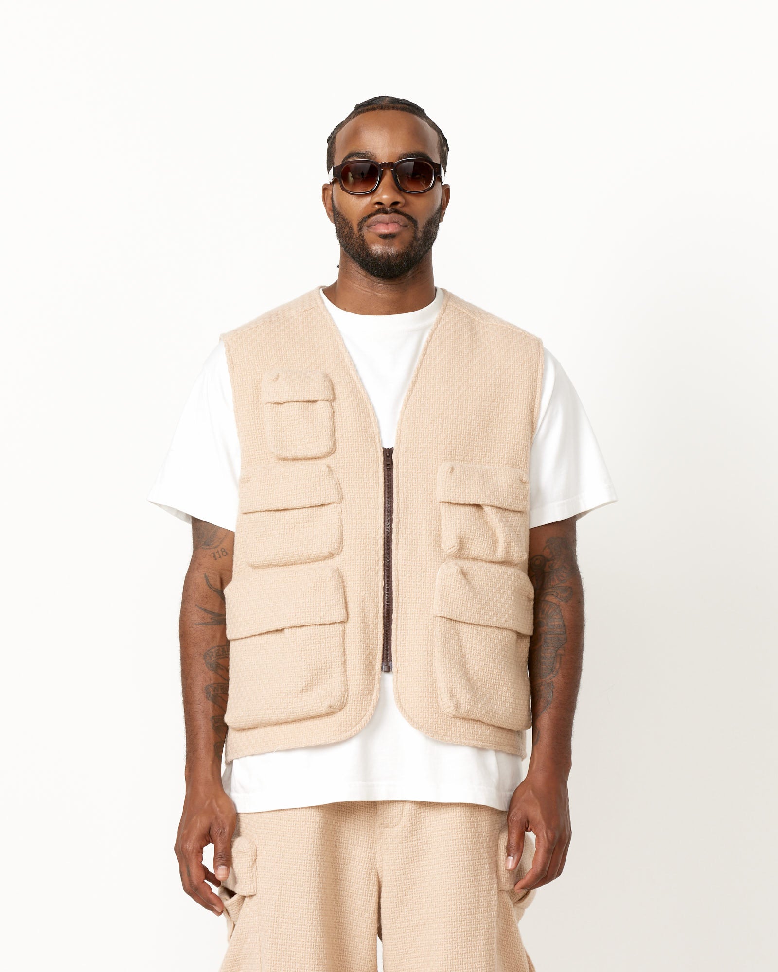 LC23 Wool Multipocket Vest - Beige / M (253923)