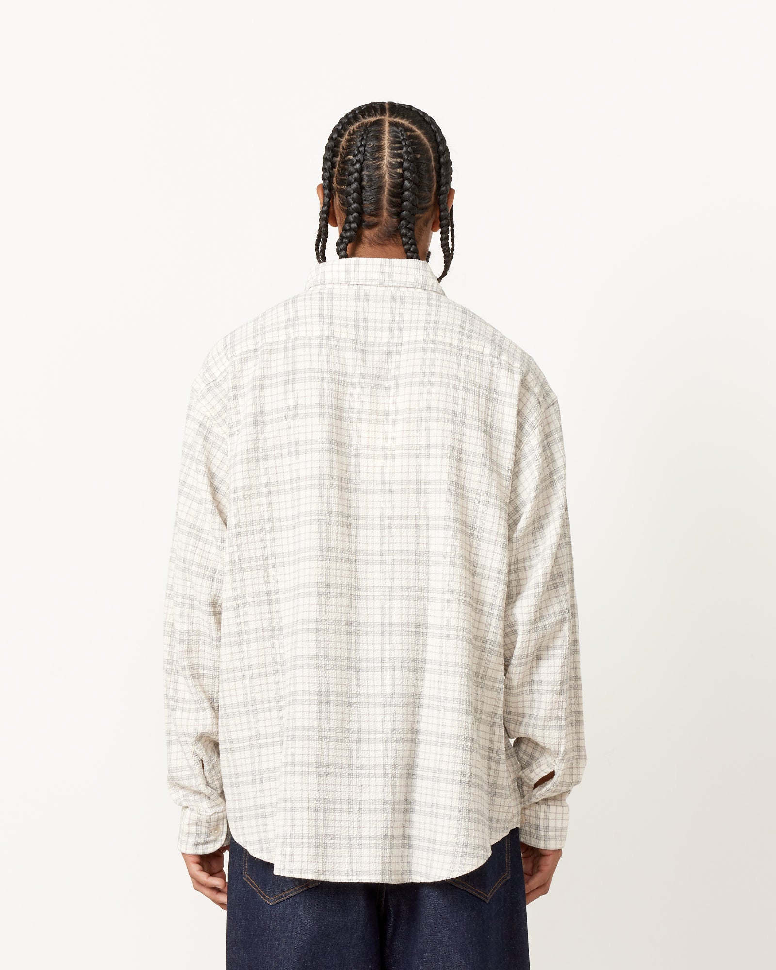 mfpen Check Seersucker Exact Shirt - Grey / L (253946)