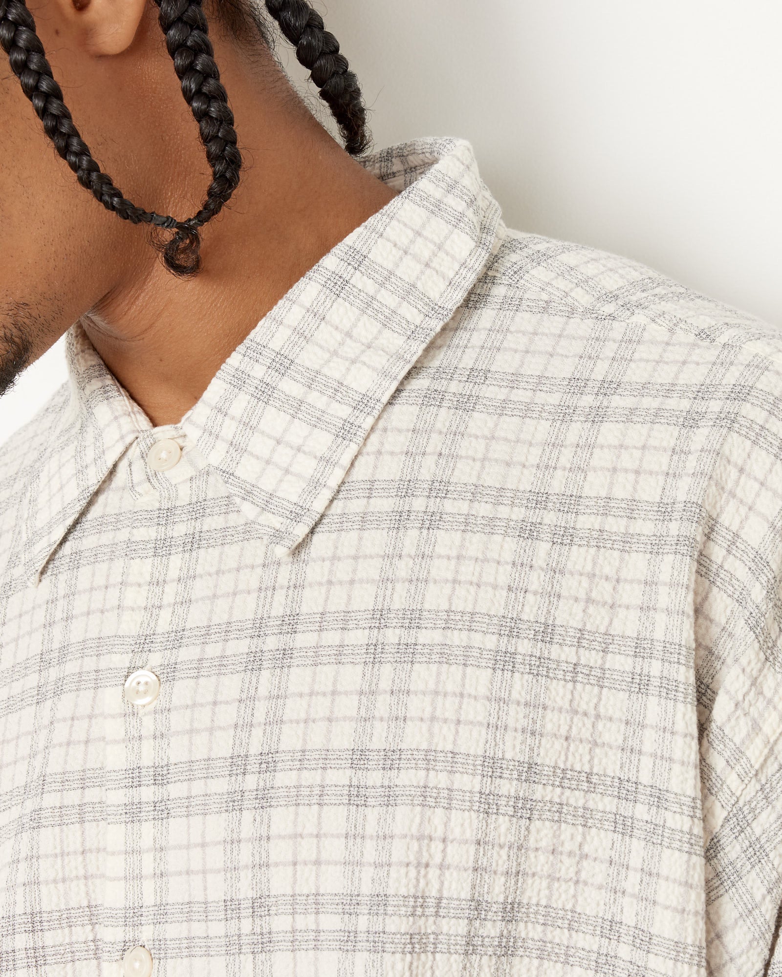 mfpen Check Seersucker Exact Shirt - Grey / L (253946)