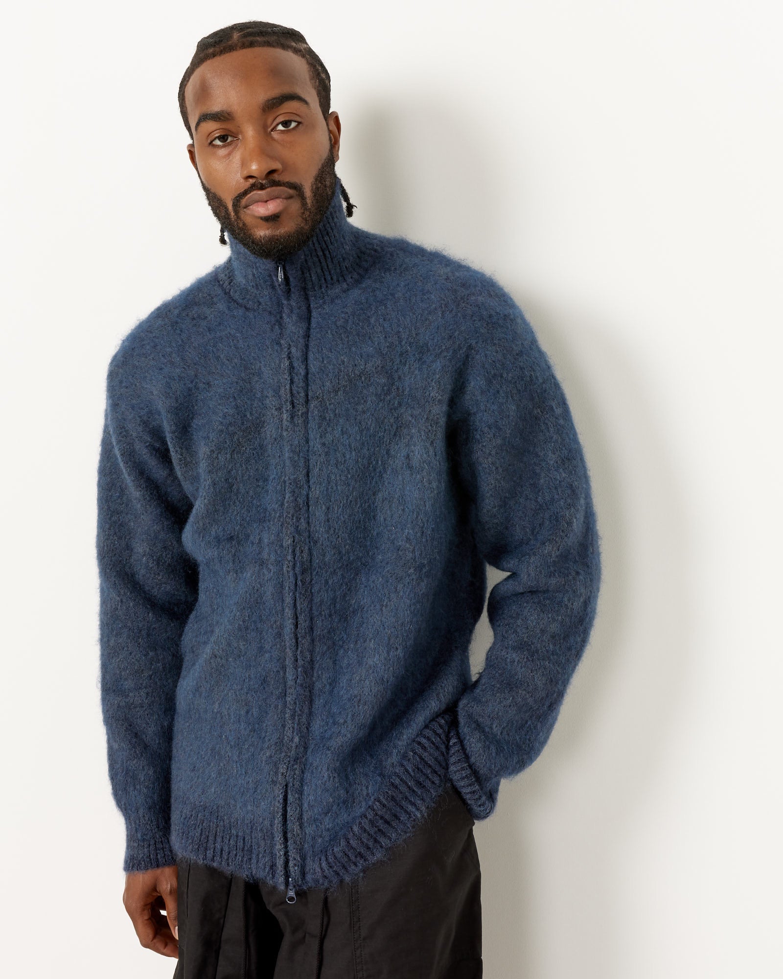 Needles Zipped Mohair Cardigan - Navy / L (254110)