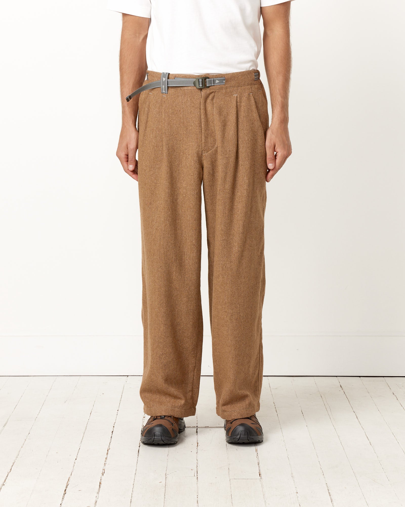 And Wander 86 REWOOL Tweed Wide Pant - Beige / L (254306)