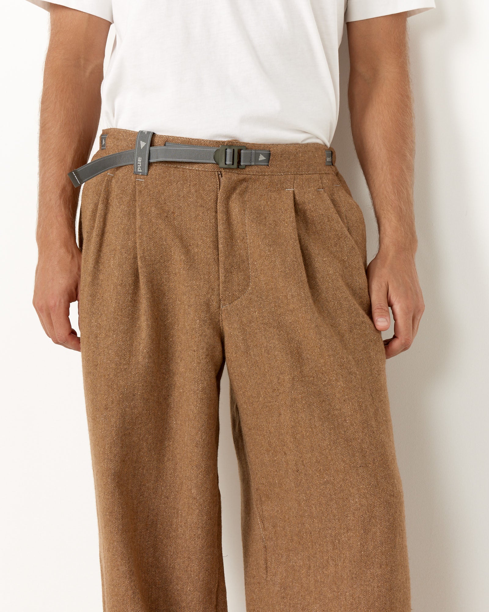 And Wander 86 REWOOL Tweed Wide Pant - Beige / L (254306)