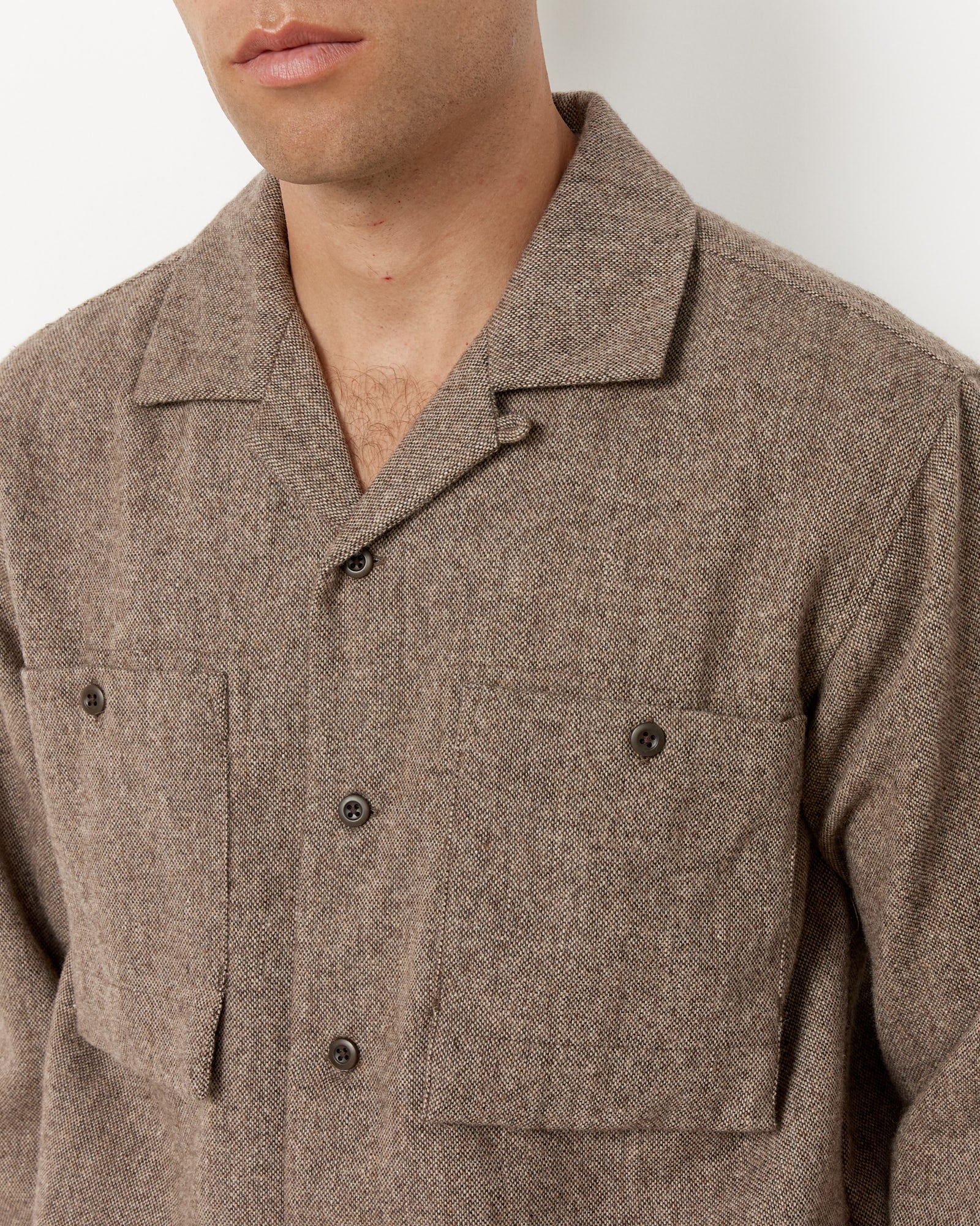 Recycled Wool Field Shirt in Brown in Charcoal
