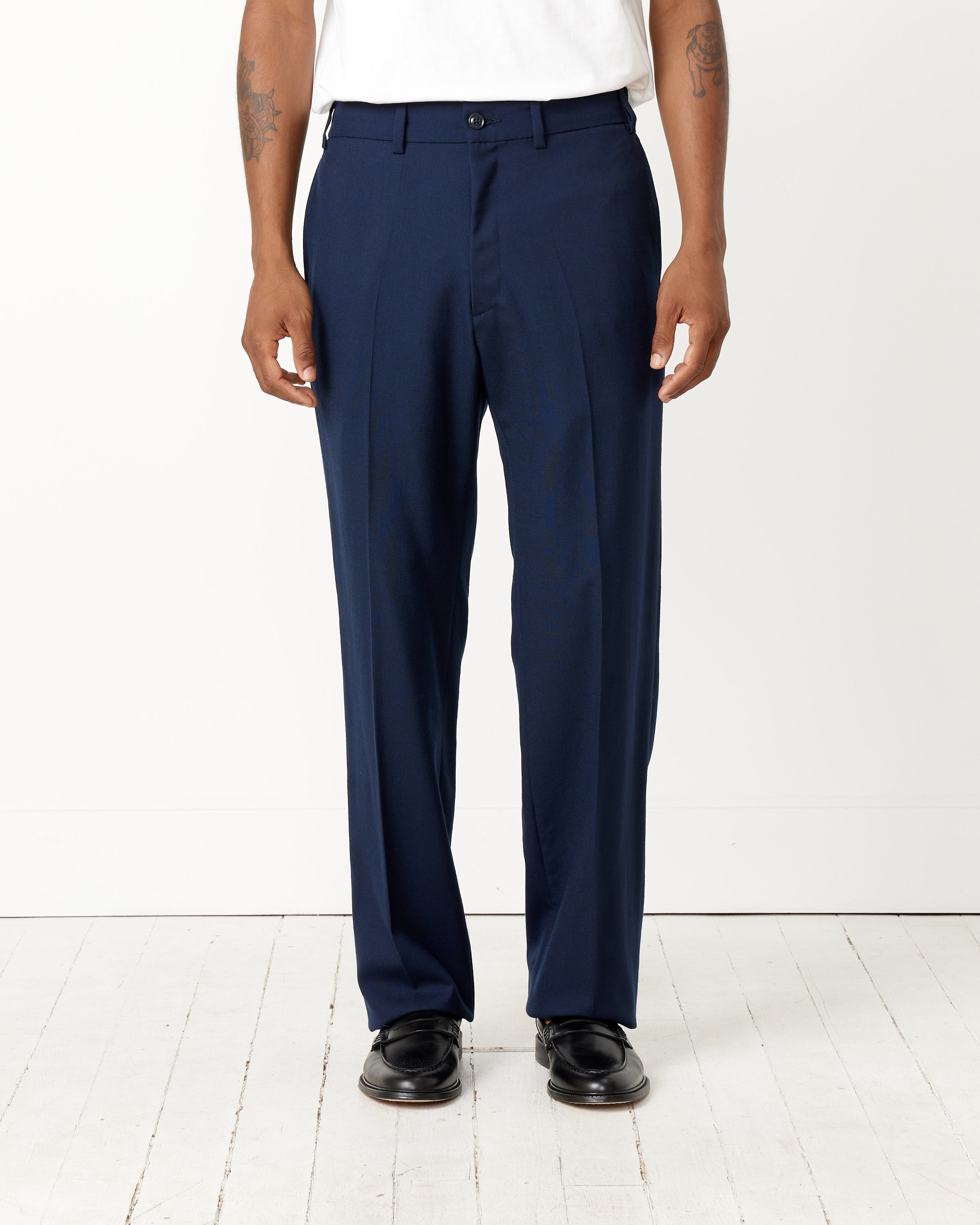 West Coast Tropical Wool Pant in Navy