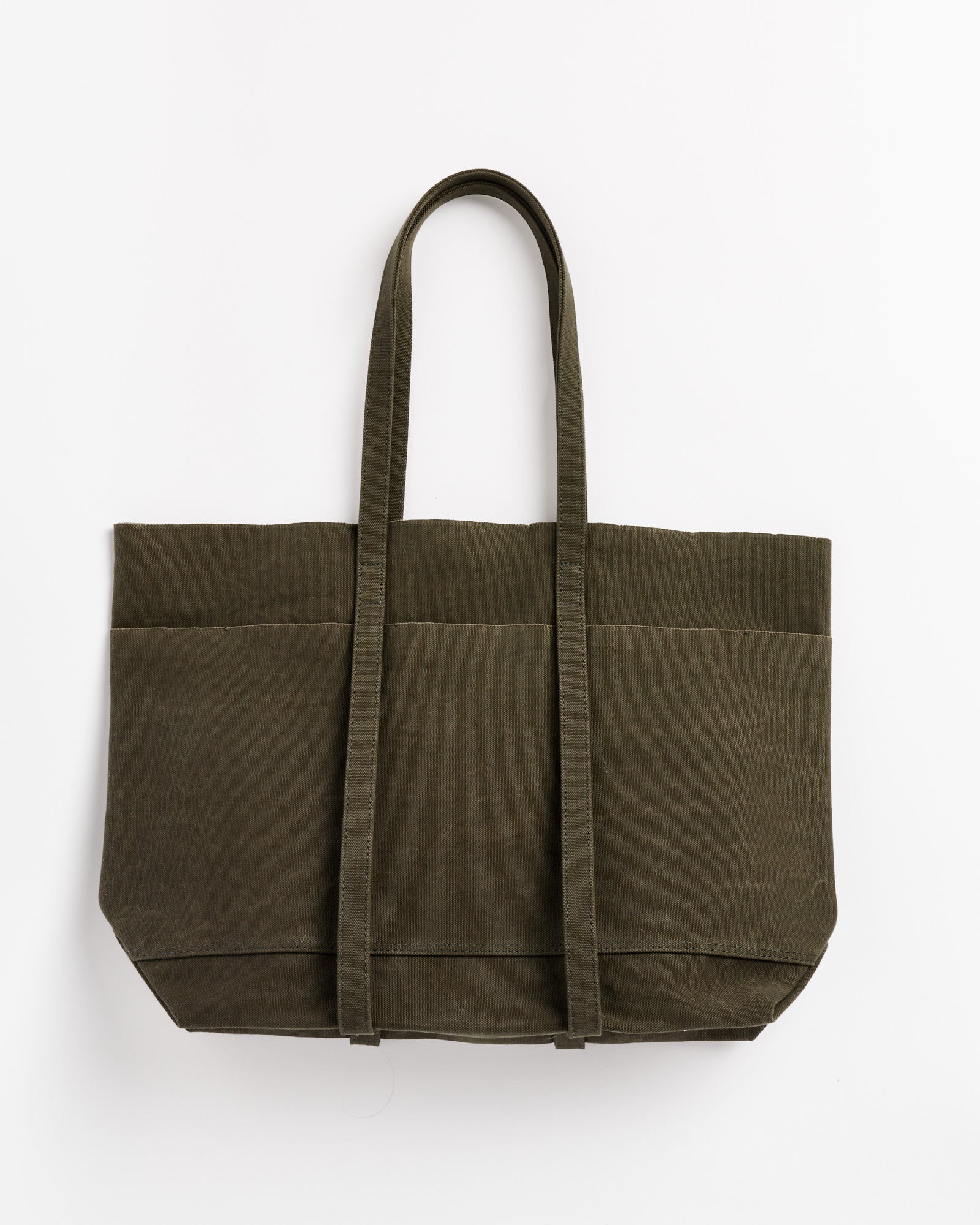 Washed Canvas 6 Pockets Tote in Olive - Olive / M (255344)