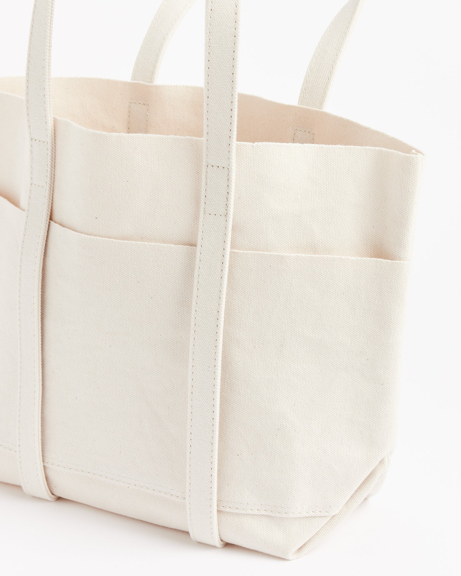 Washed Canvas 6 Pocket Tote Bag - White / S (255347)