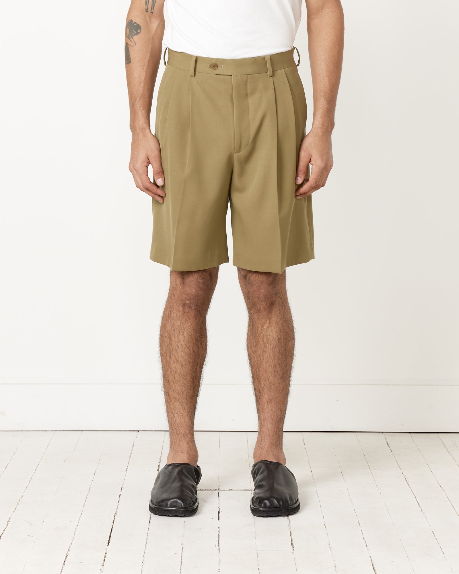 Auralee Light Wool Gardine Short Khaki - Khaki / 4 (255352)