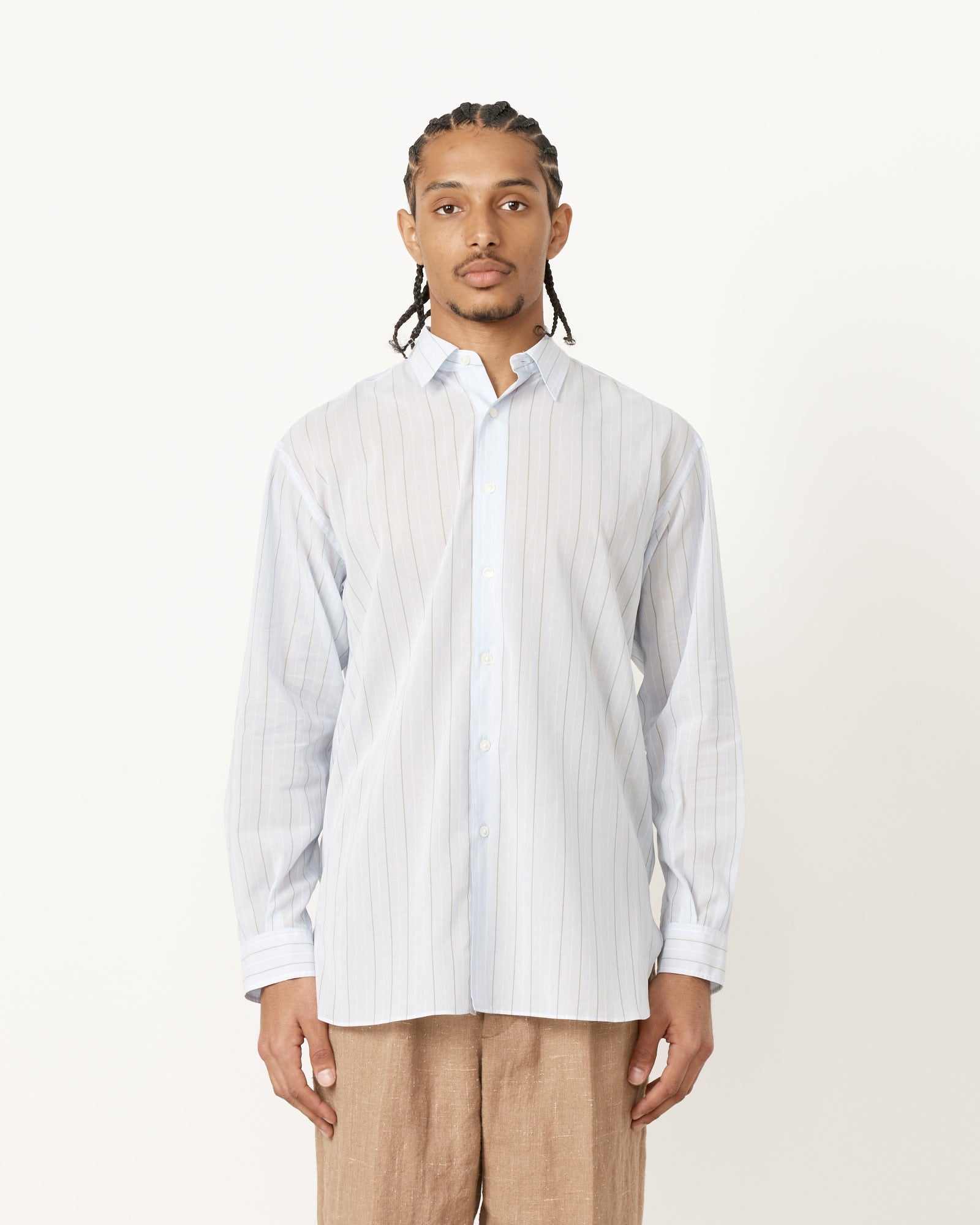 Auralee Organdy Stripe Shirt Light Blue - Light Blue / 4 (255355)