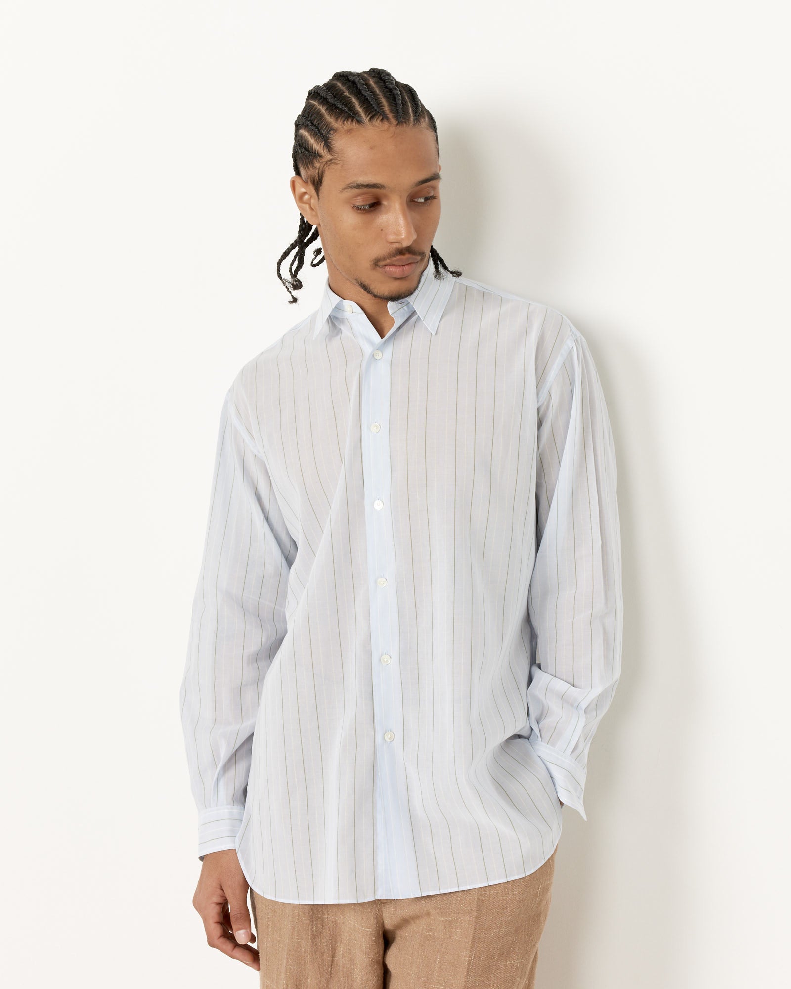 Auralee Organdy Stripe Shirt Light Blue - Light Blue / 4 (255355)