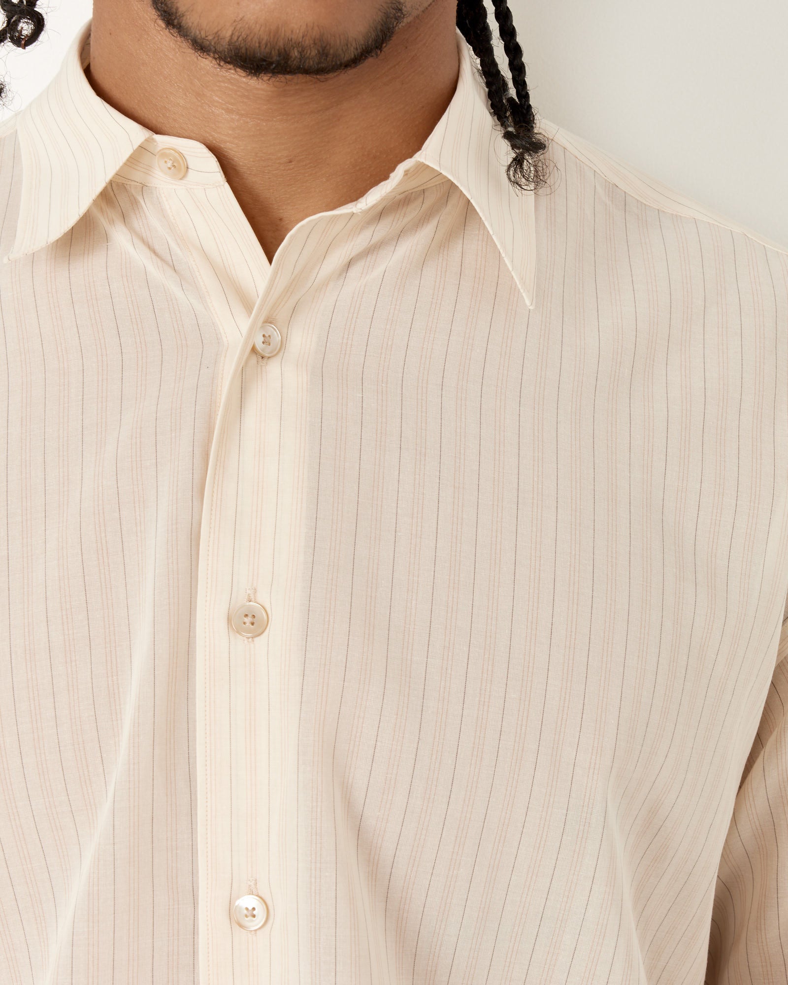 Auralee Organdy Stripe Shirt Light Beige - Light Beige / 4 (255358)