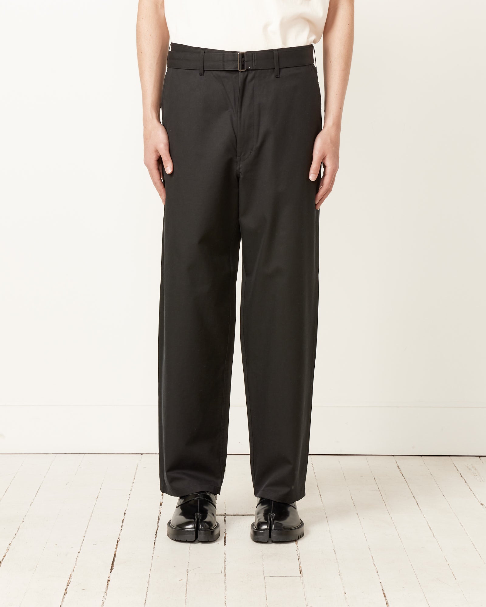 Auralee Silk Chambray Belted Pant Black - Black / 3 (255363)