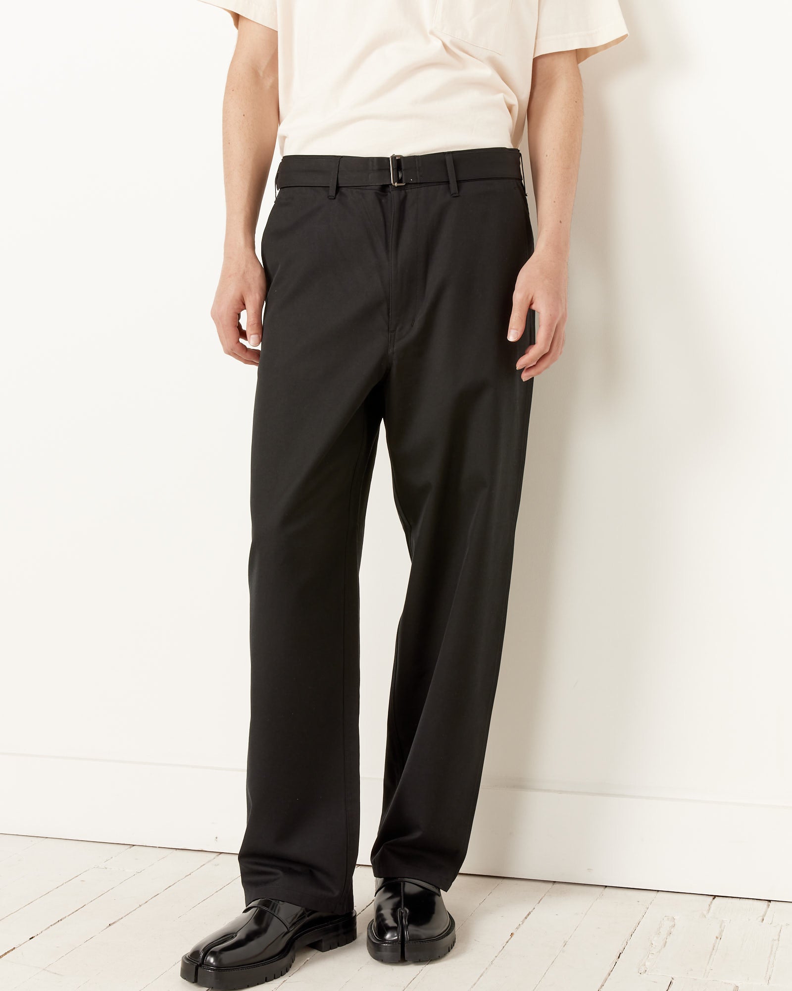 Auralee Silk Chambray Belted Pant Black - Black / 3 (255363)