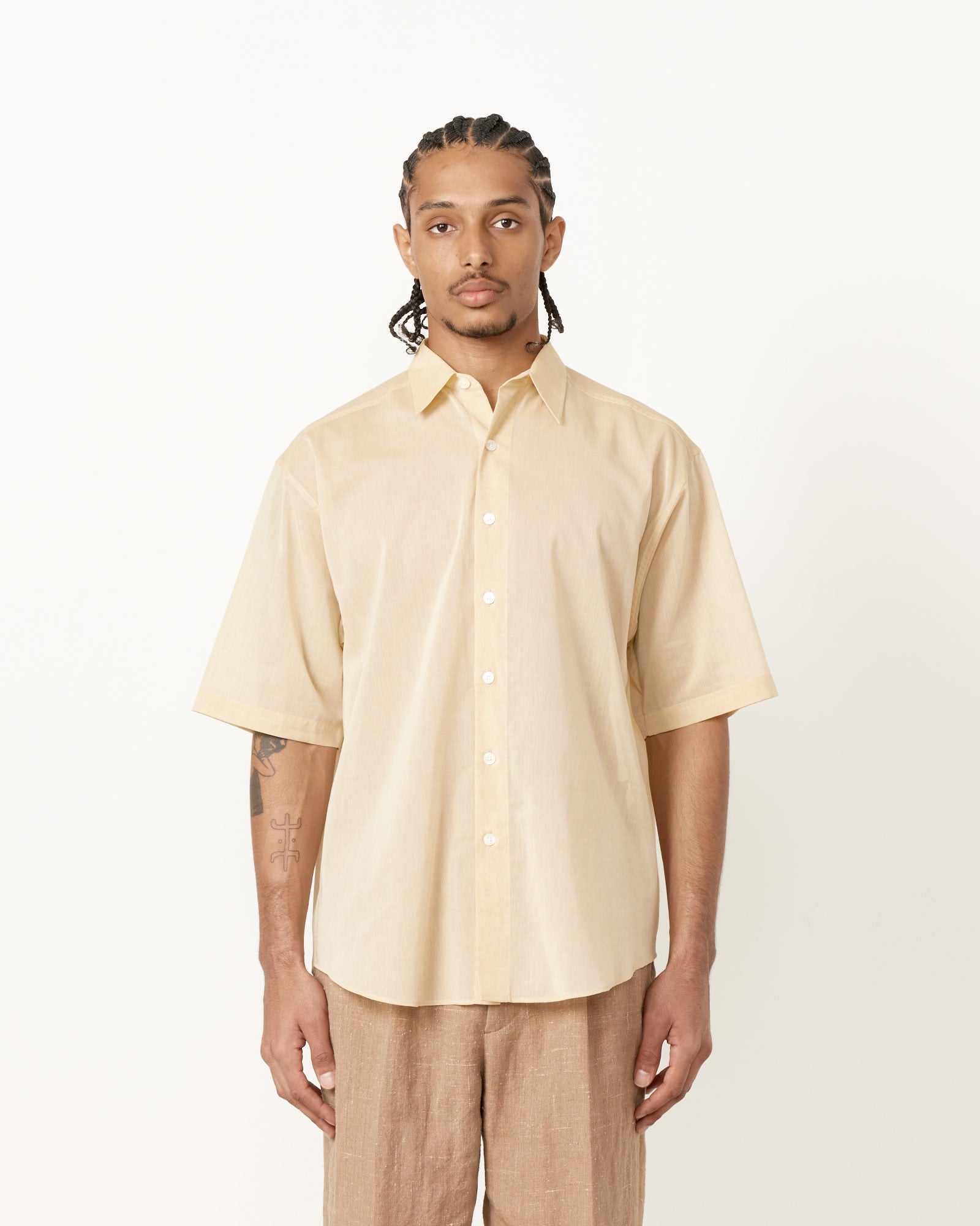 Auralee Finx Organdy H/S Shirt Light Yellow - Light Yellow / 4 (255432)