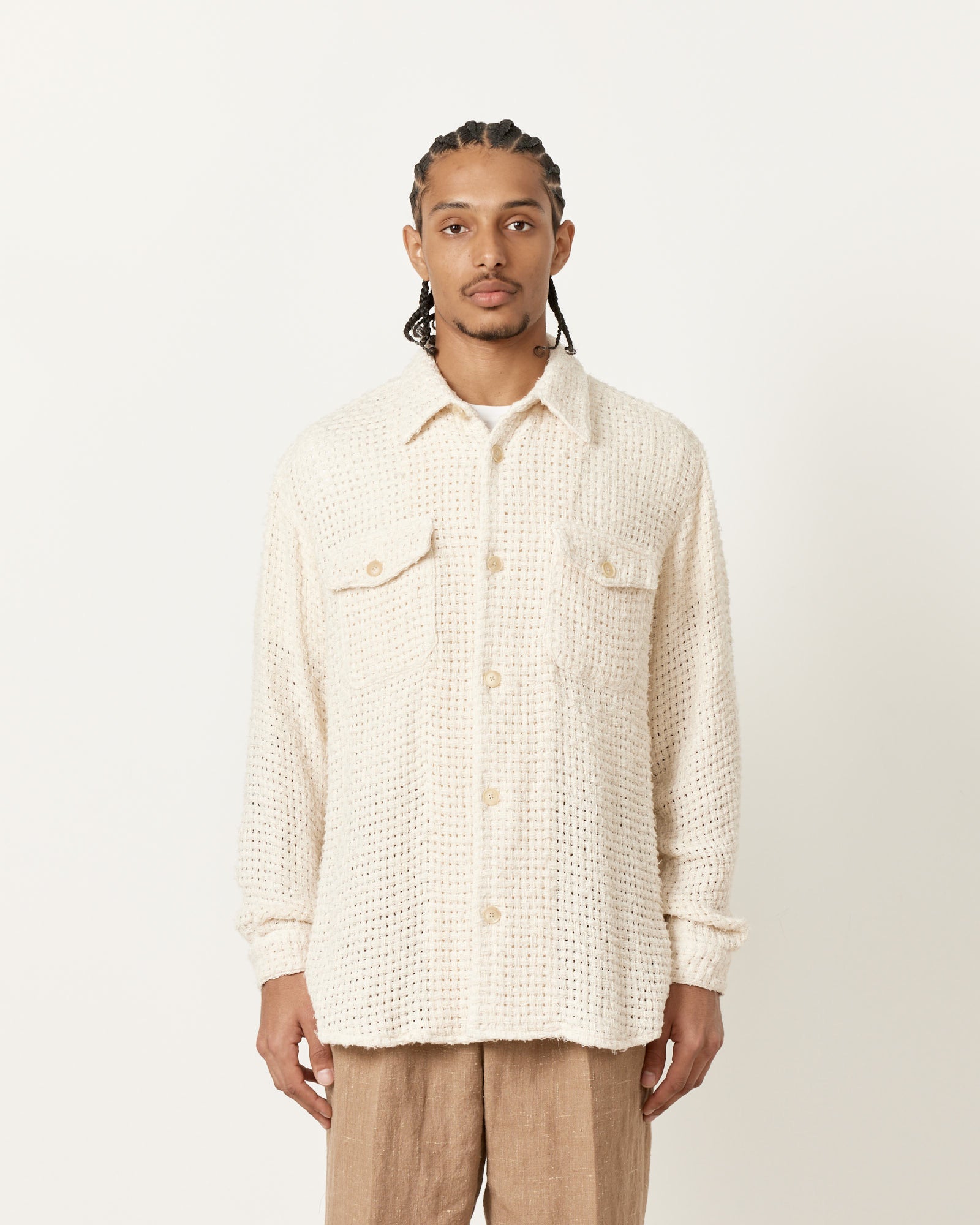 Auralee Homespun Summer Mesh Shirt Off White - Off White / 4 (255434)