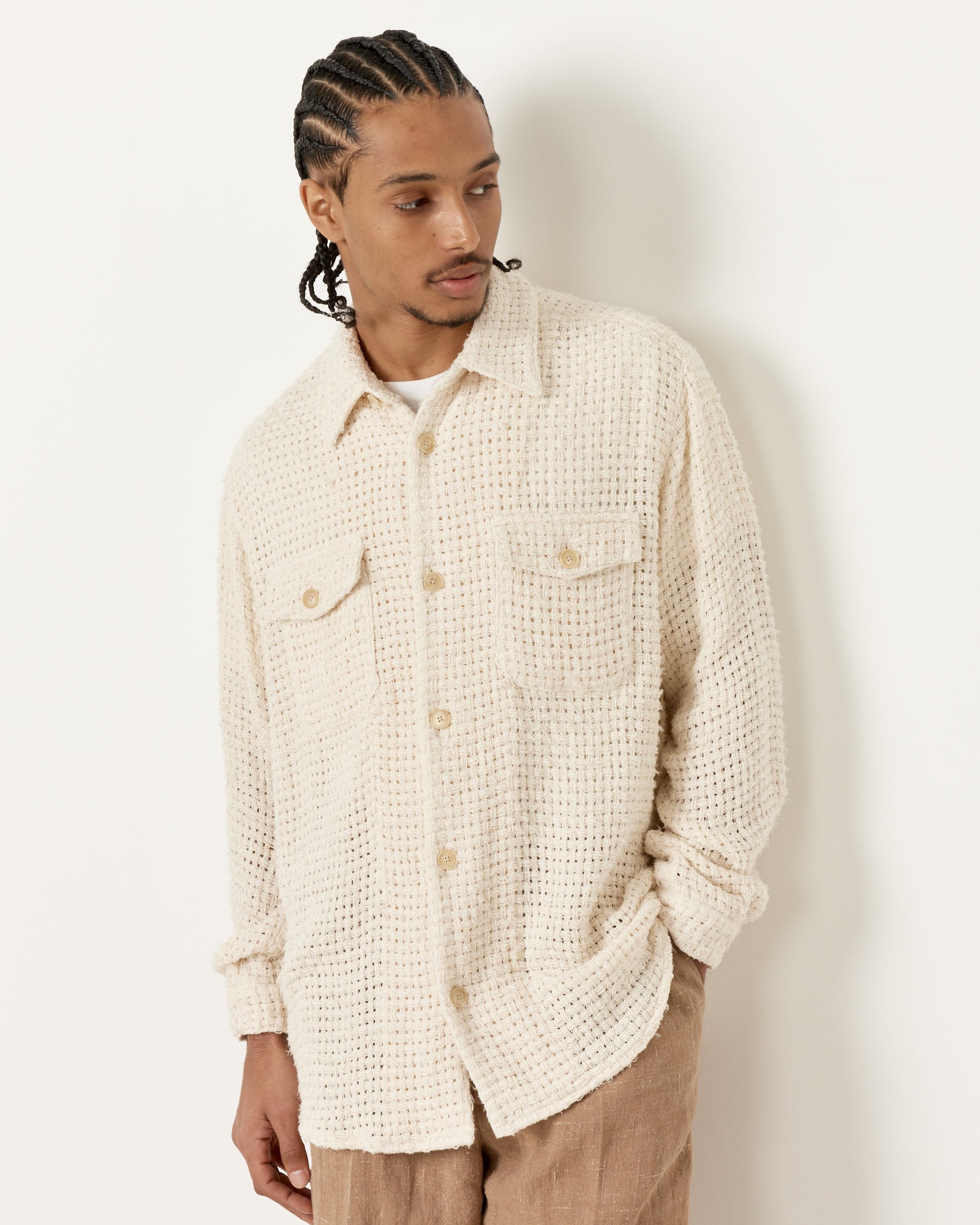 Auralee Homespun Summer Mesh Shirt Off White - Off White / 4 (255434)